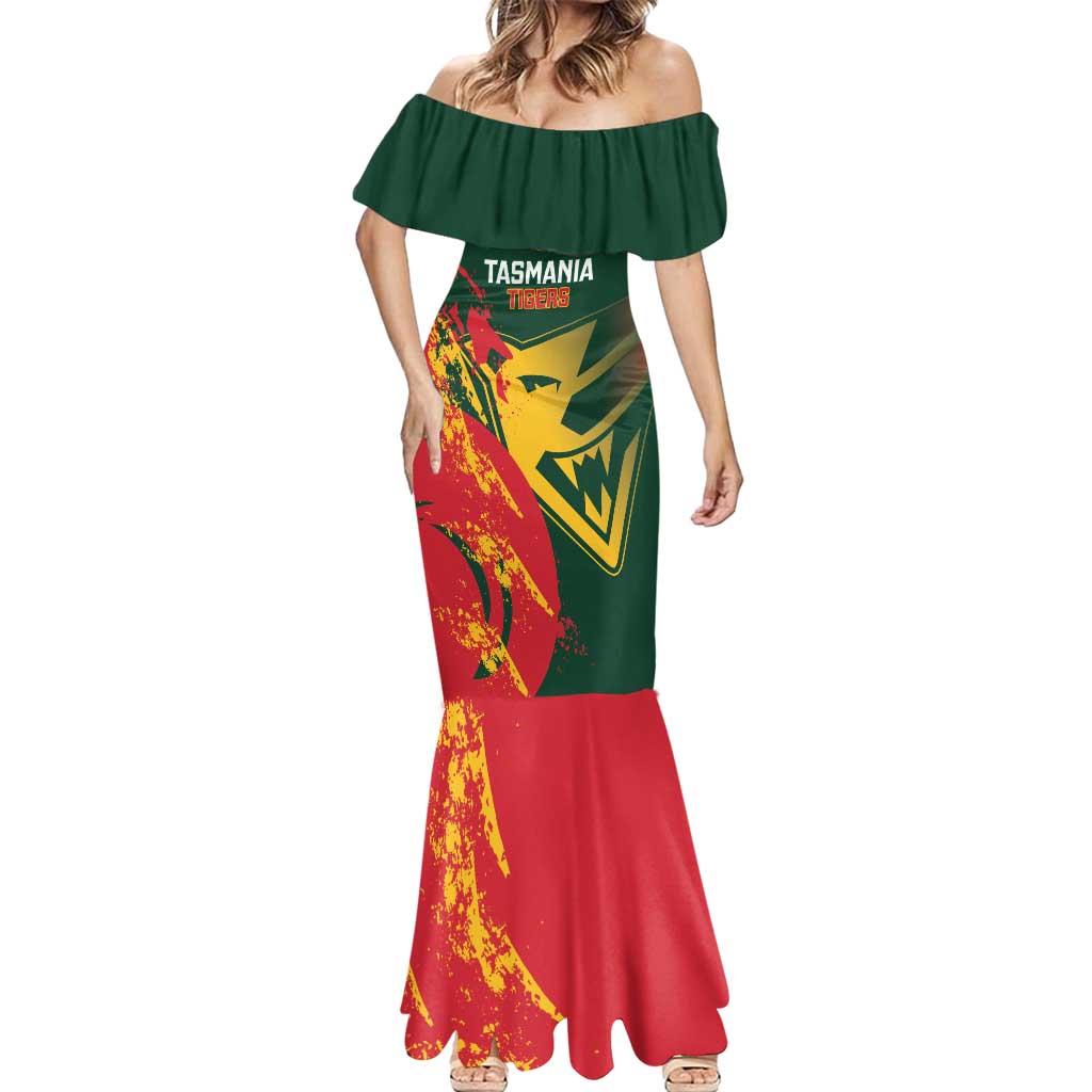 Custom Australia Tasmania Cricket Mermaid Dress Go Tasmanian Tigers - Grunge Style