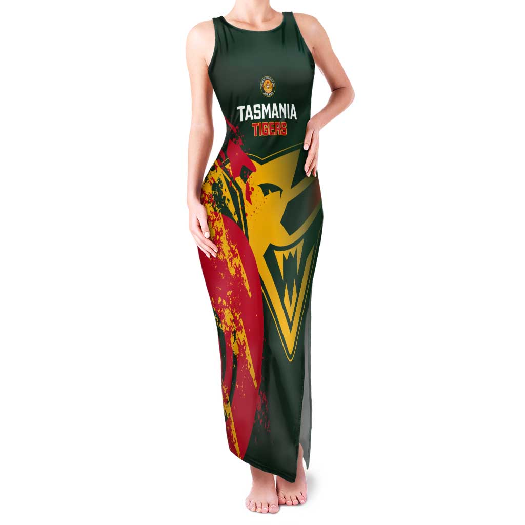 Custom Australia Tasmania Cricket Tank Maxi Dress Go Tasmanian Tigers - Grunge Style