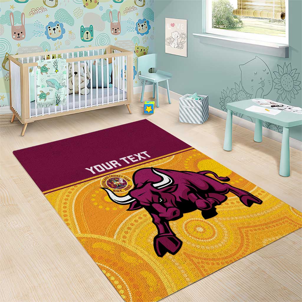 Custom Australia Queensland Cricket Area Rug Go Bulls - Aboriginal Art - Vibe Hoodie Shop