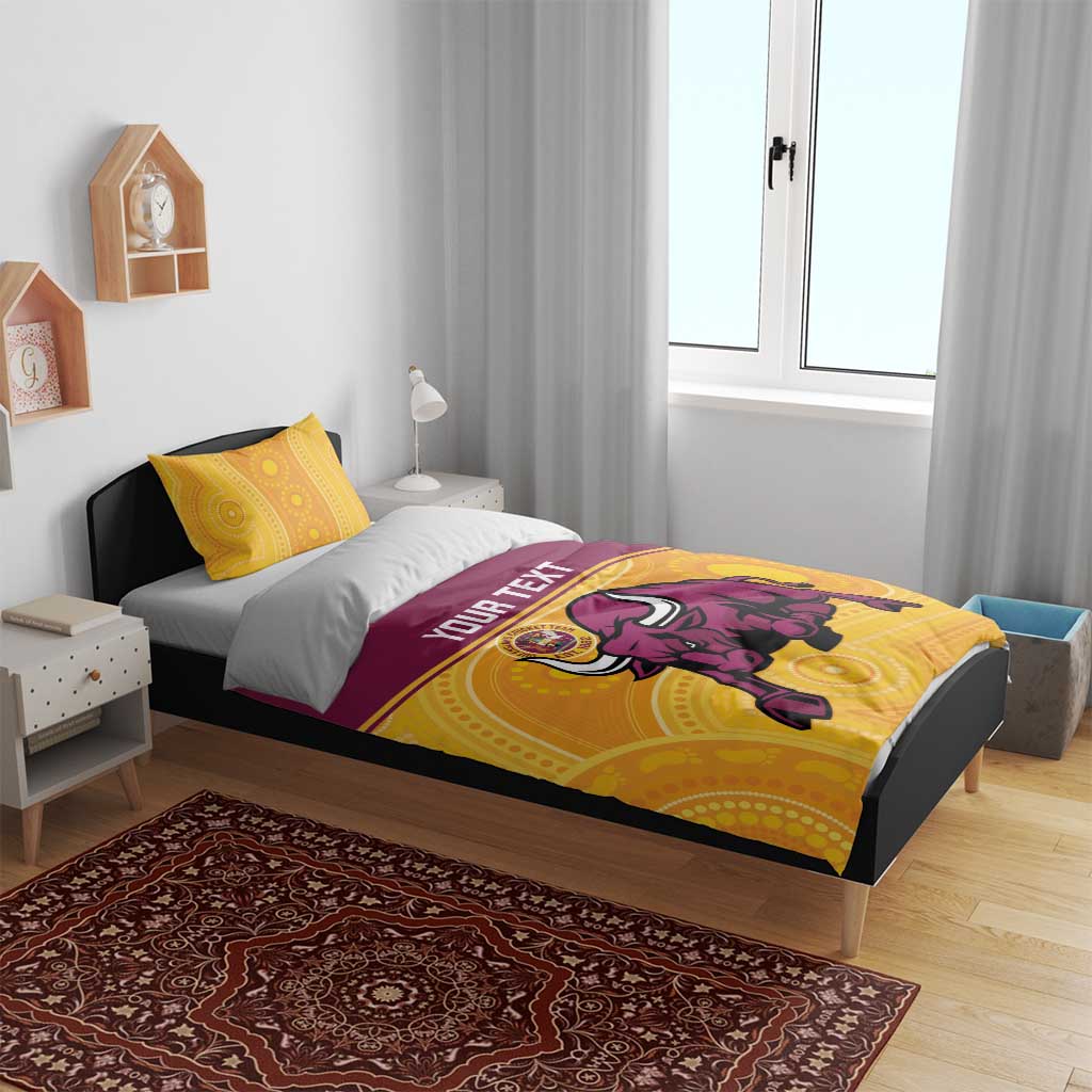 Custom Australia Queensland Cricket Bedding Set Go Bulls - Aboriginal Art - Vibe Hoodie Shop