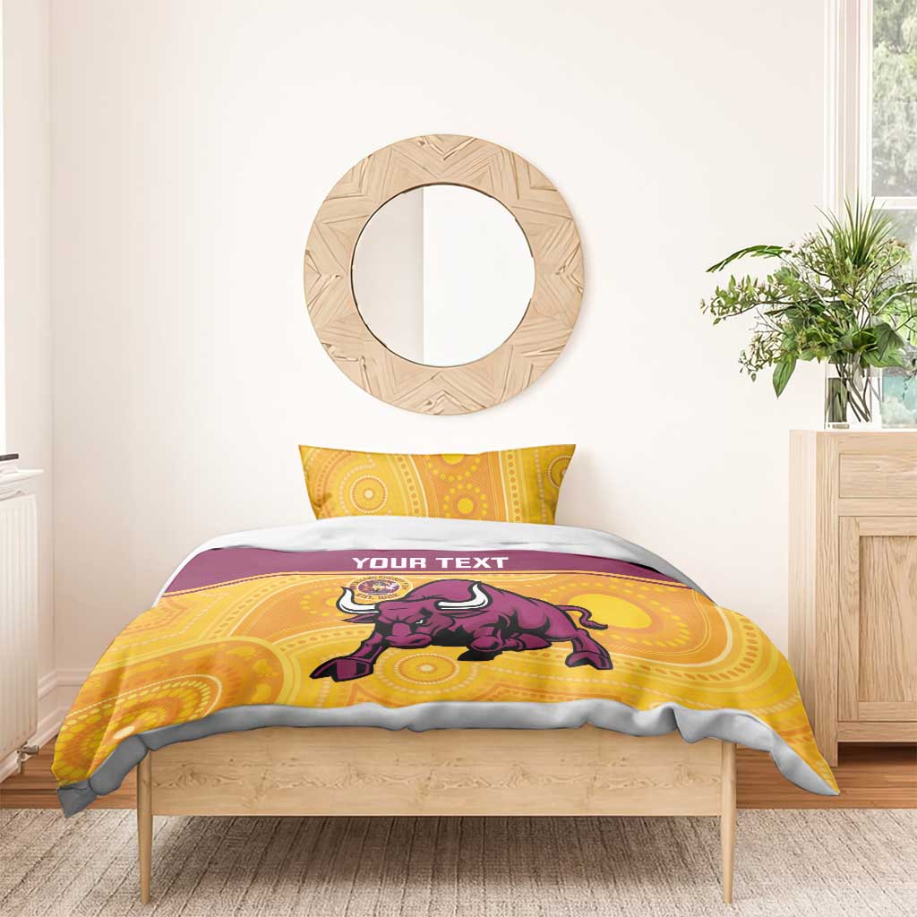 Custom Australia Queensland Cricket Bedding Set Go Bulls - Aboriginal Art - Vibe Hoodie Shop