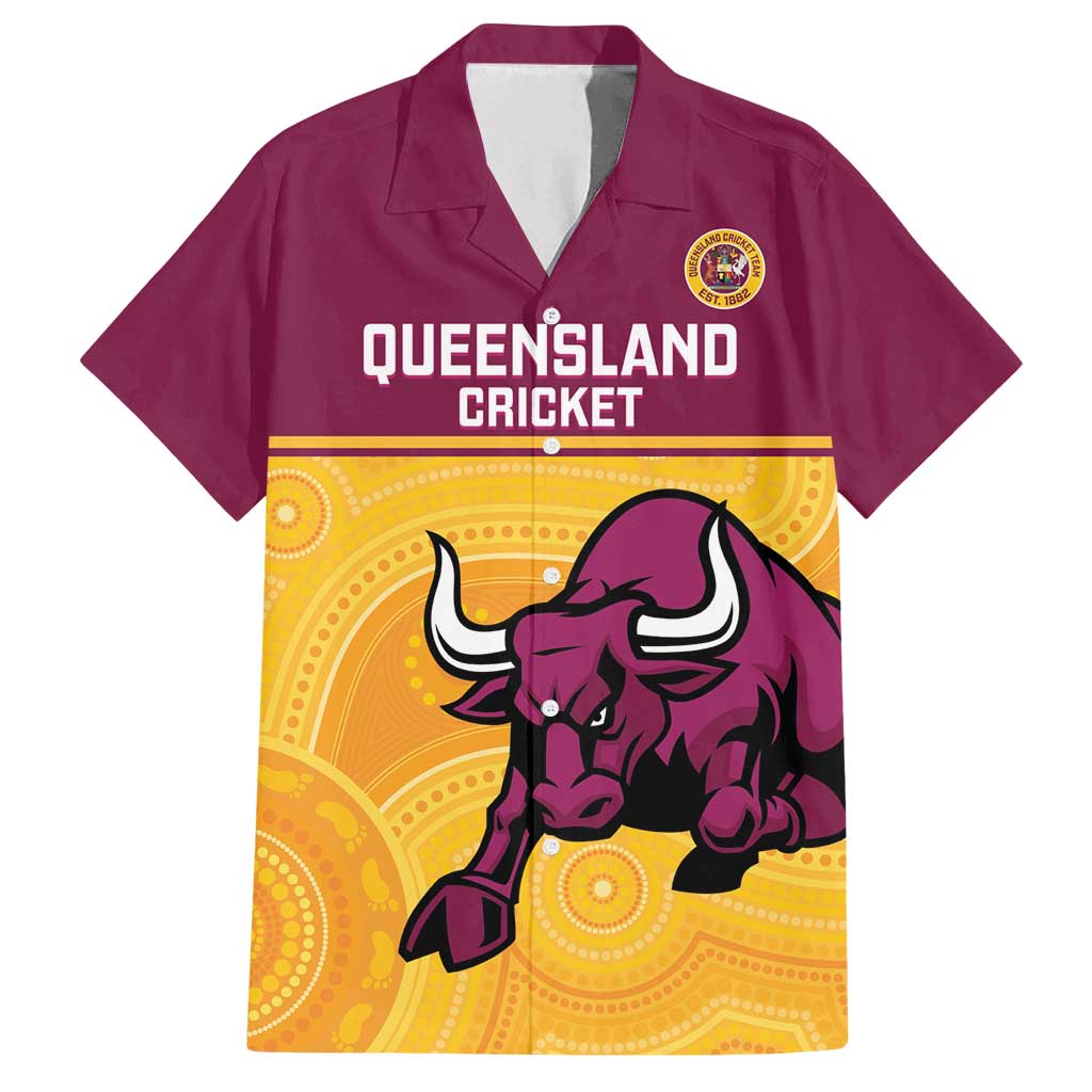 Custom Australia Queensland Cricket Family Matching Long Sleeve Bodycon Dress and Hawaiian Shirt Go Bulls - Aboriginal Art