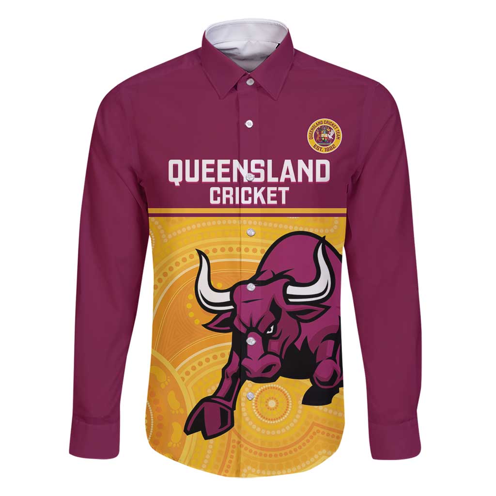 Custom Australia Queensland Cricket Family Matching Long Sleeve Bodycon Dress and Hawaiian Shirt Go Bulls - Aboriginal Art