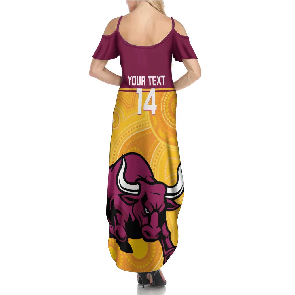 Custom Australia Queensland Cricket Family Matching Summer Maxi Dress and Hawaiian Shirt Go Bulls - Aboriginal Art