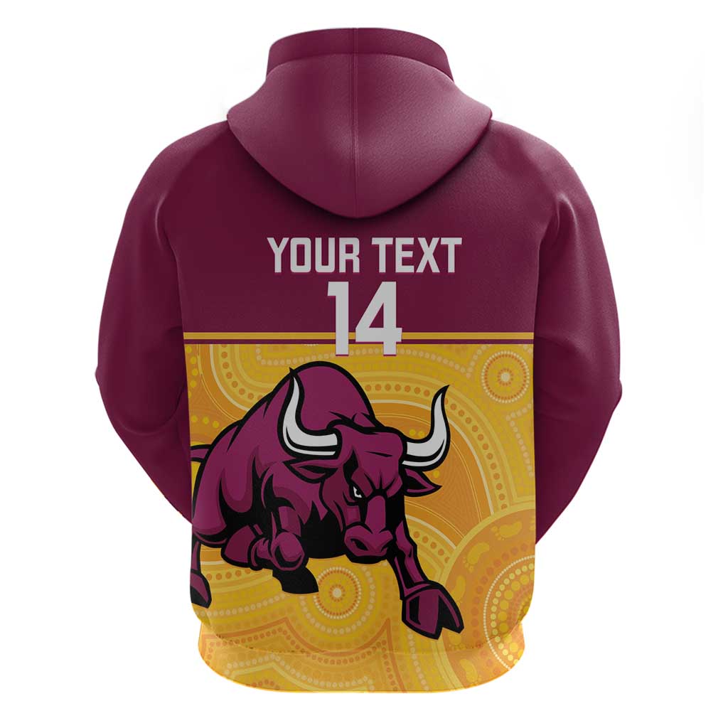 Custom Australia Queensland Cricket Hoodie Go Bulls - Aboriginal Art - Vibe Hoodie Shop