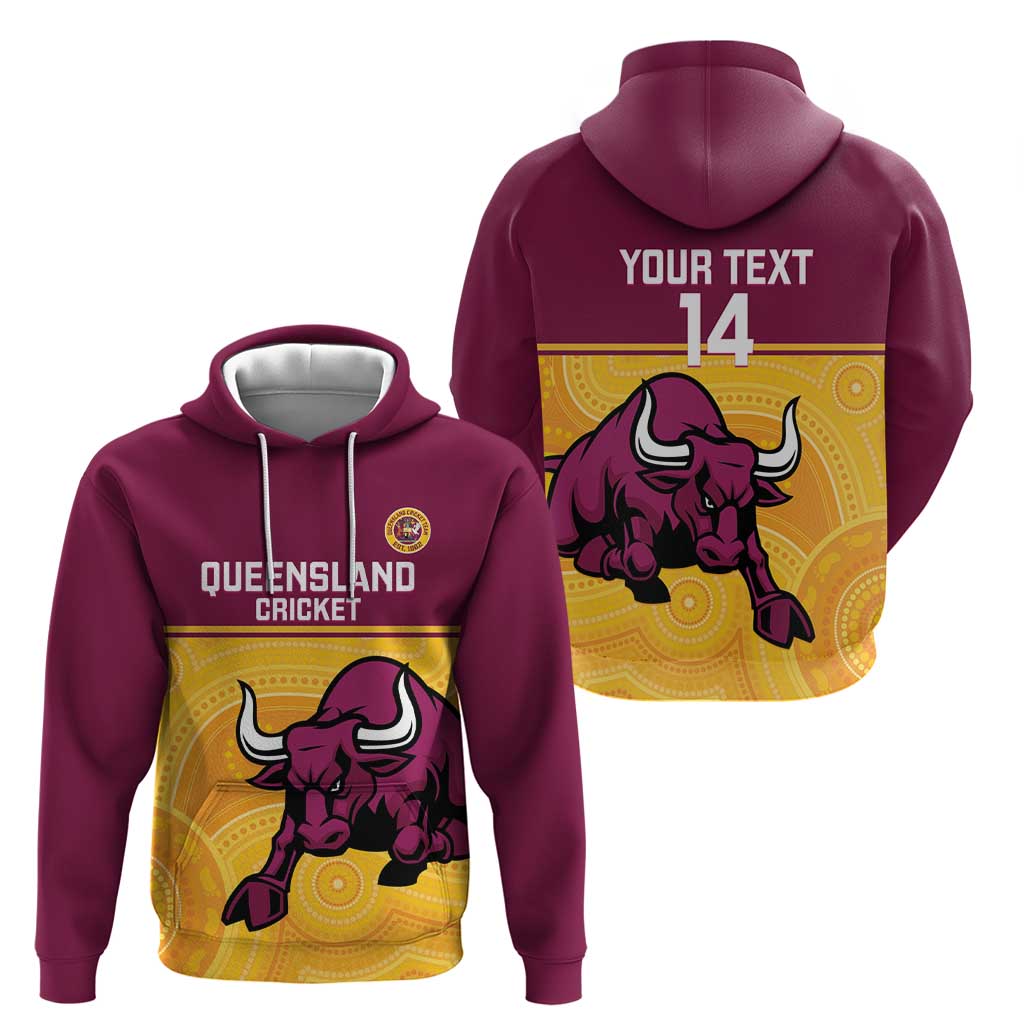 Custom Australia Queensland Cricket Hoodie Go Bulls - Aboriginal Art - Vibe Hoodie Shop
