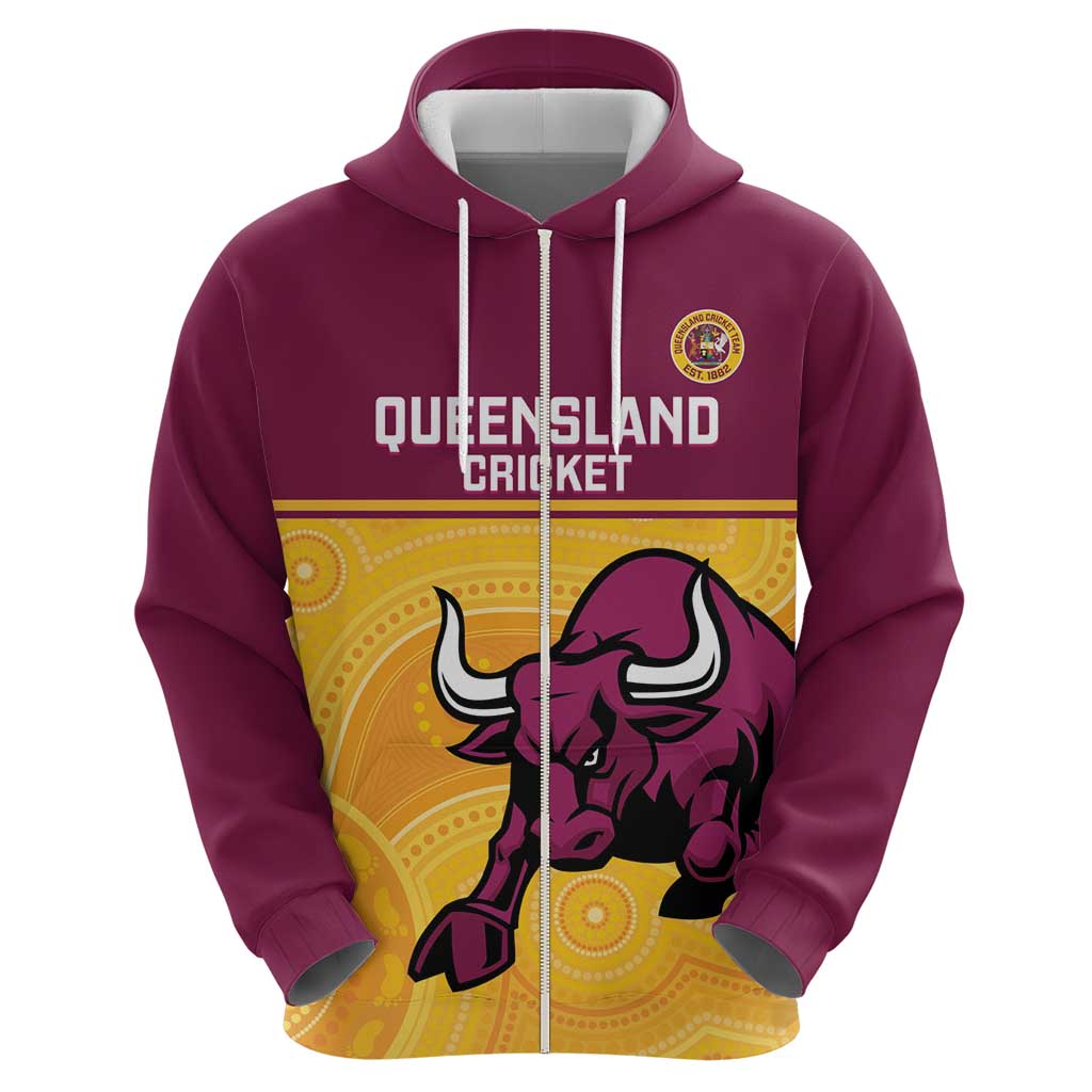 Custom Australia Queensland Cricket Hoodie Go Bulls - Aboriginal Art - Vibe Hoodie Shop