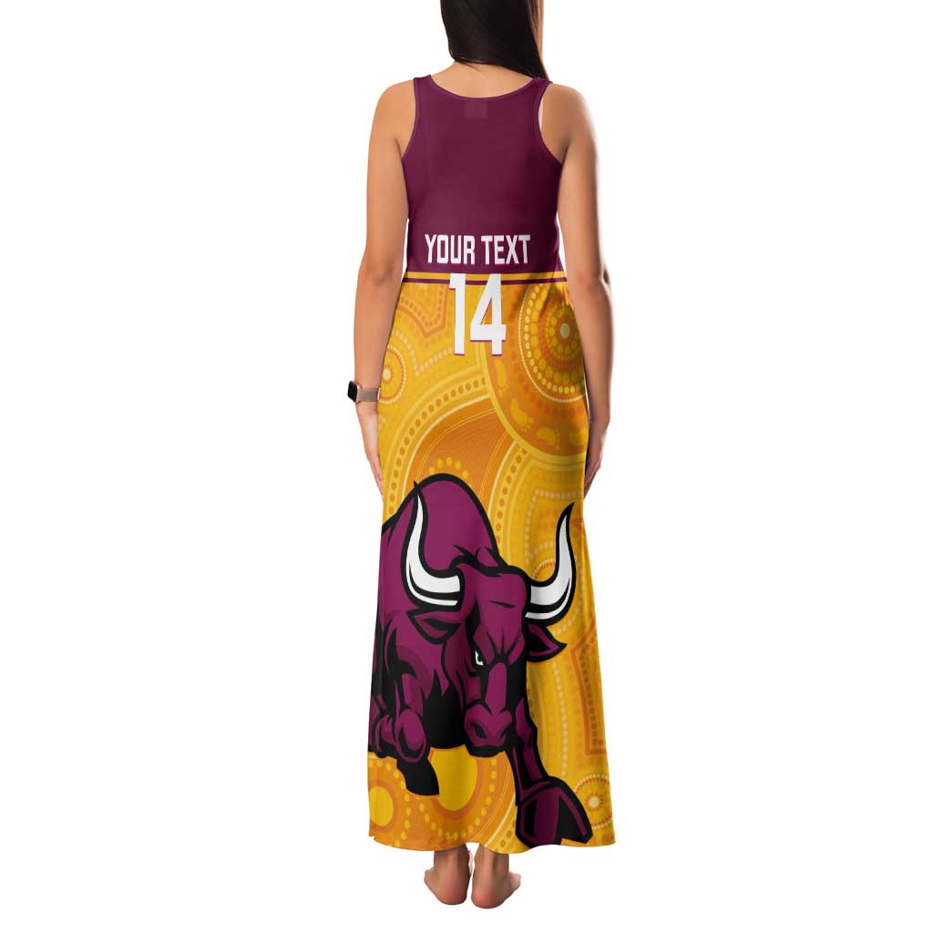 Custom Australia Queensland Cricket Tank Maxi Dress Go Bulls - Aboriginal Art