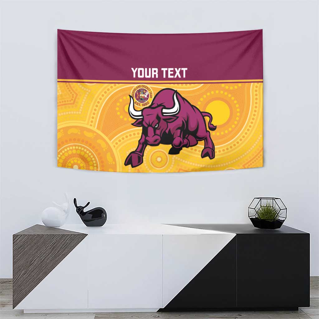 Custom Australia Queensland Cricket Tapestry Go Bulls - Aboriginal Art - Vibe Hoodie Shop