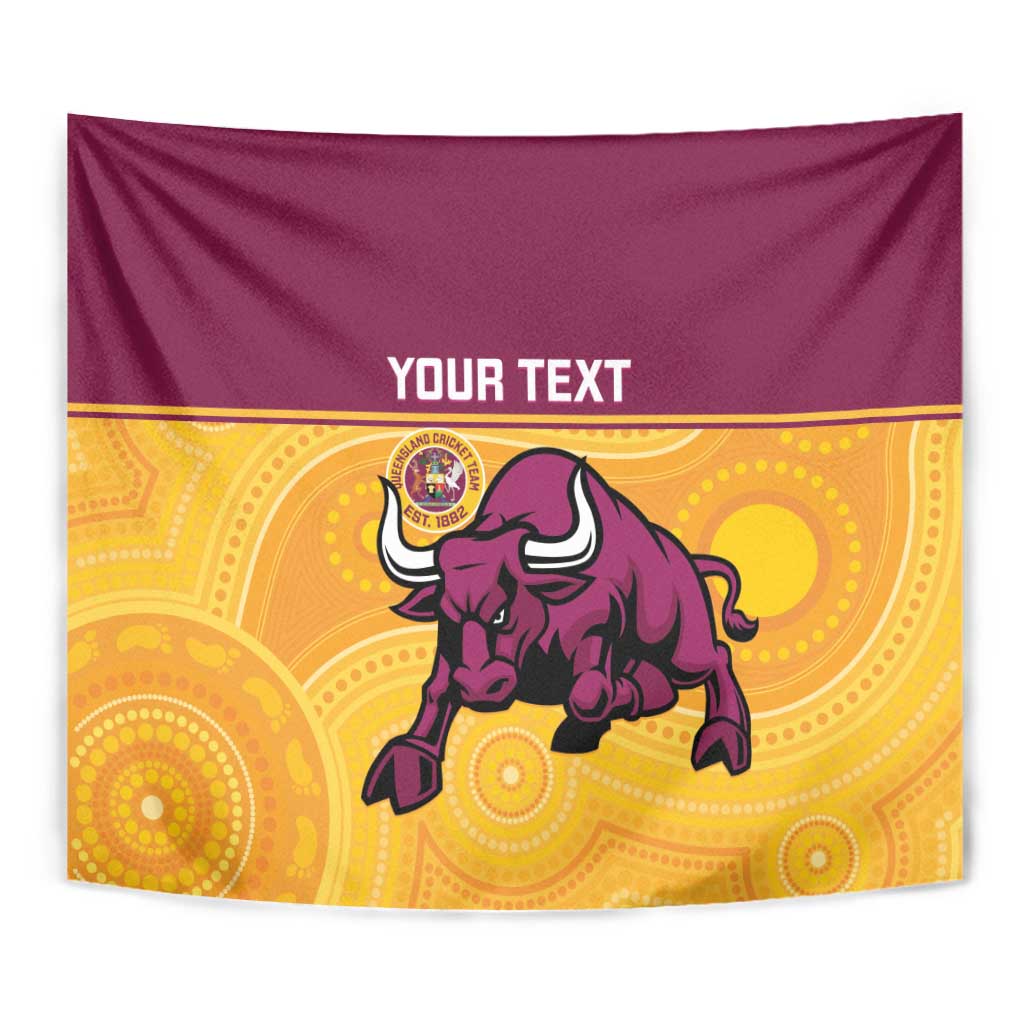 Custom Australia Queensland Cricket Tapestry Go Bulls - Aboriginal Art - Vibe Hoodie Shop