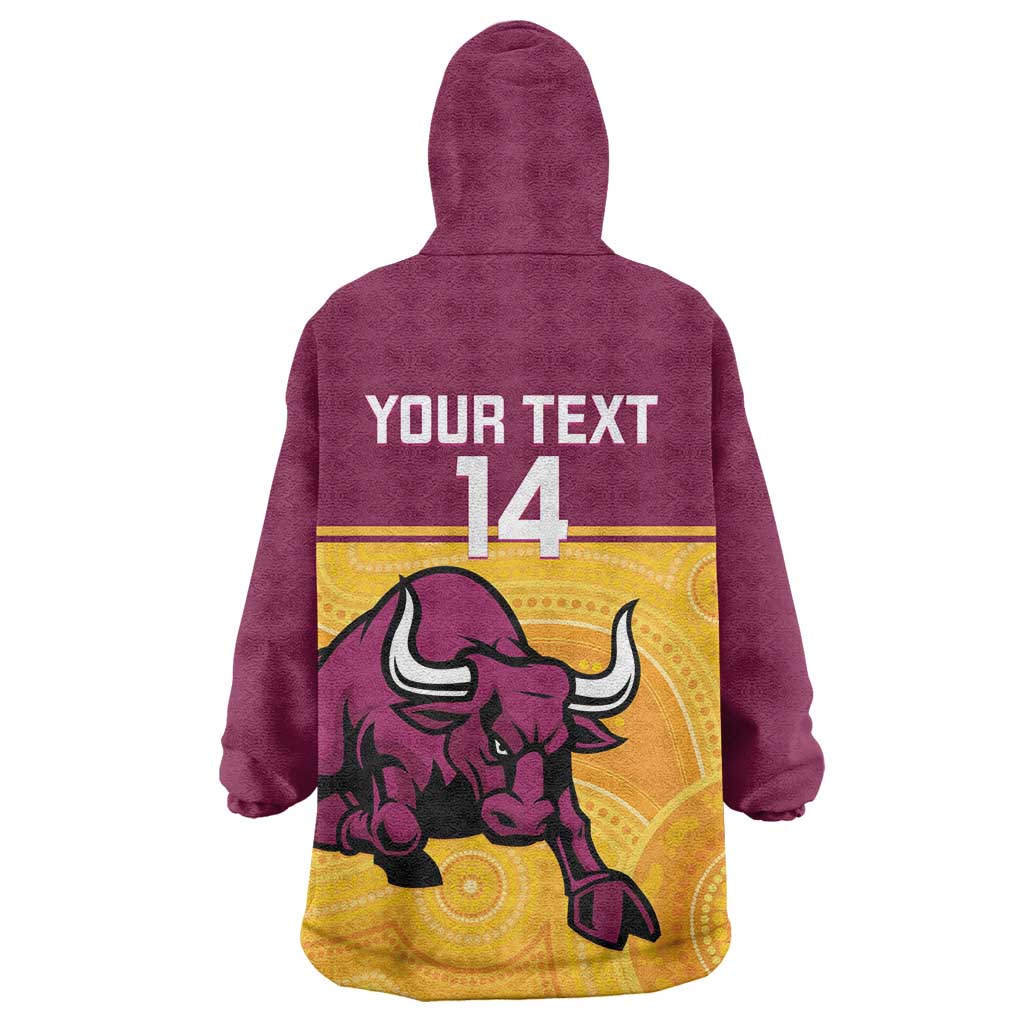 Custom Australia Queensland Cricket Wearable Blanket Hoodie Go Bulls - Aboriginal Art - Vibe Hoodie Shop