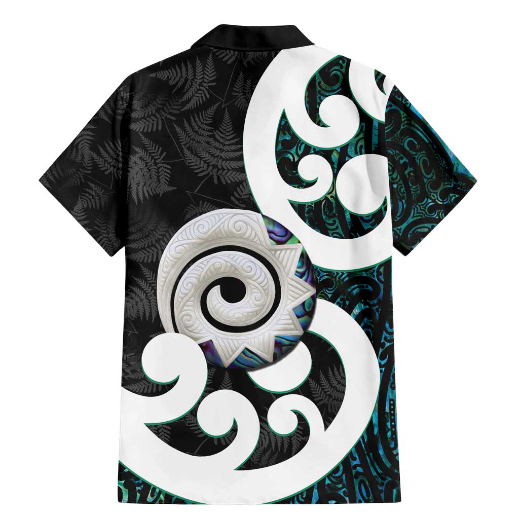 Aotearoa Koru Family Matching Mermaid Dress and Hawaiian Shirt Cyan Maori Paua Shell Mix Silver Fern