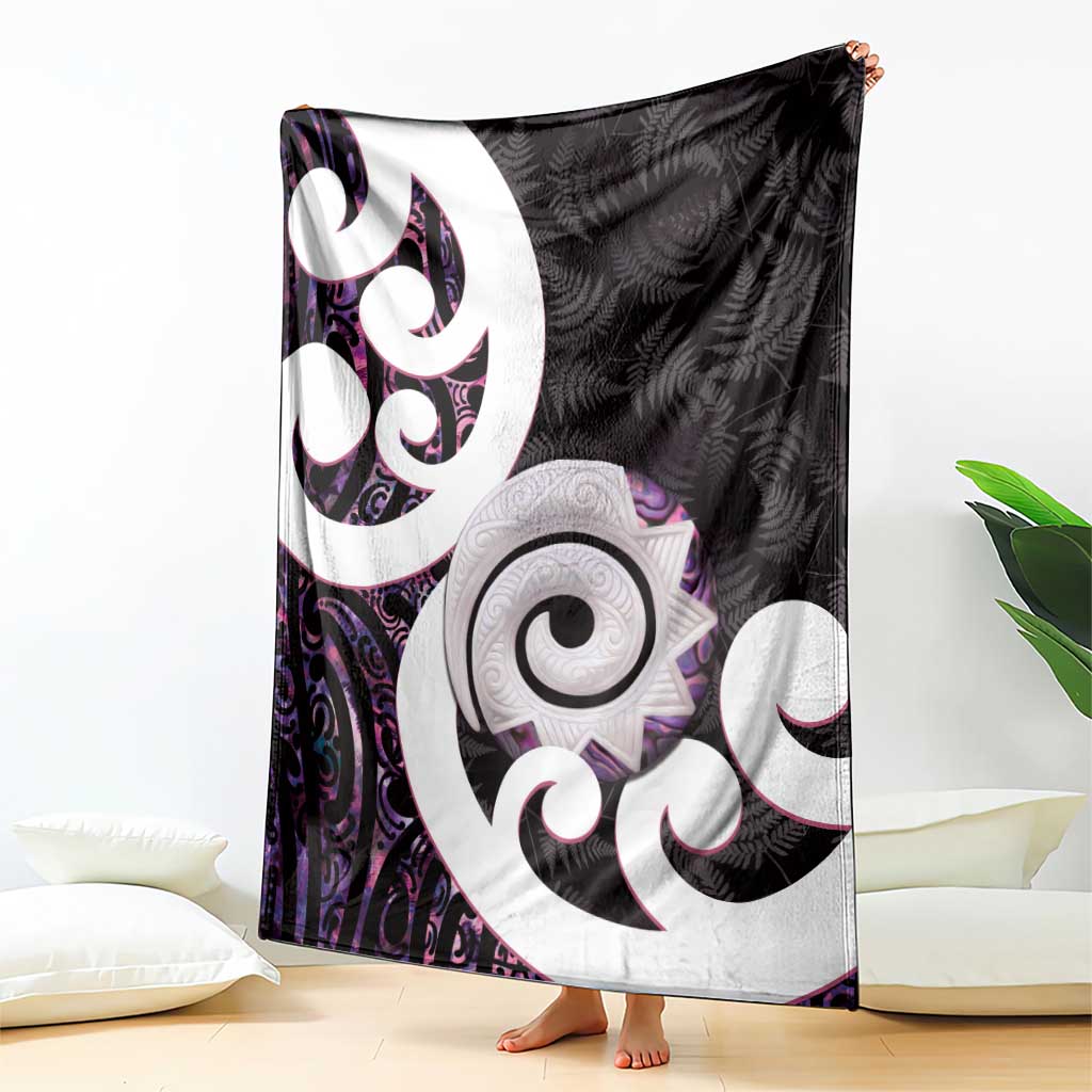 Aotearoa Koru Blanket Purple Maori Paua Shell Mix Silver Fern - Vibe Hoodie Shop