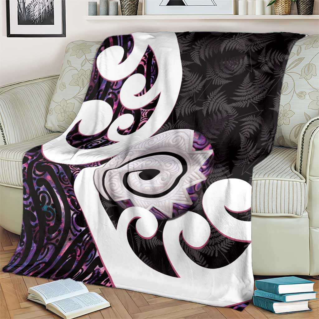 Aotearoa Koru Blanket Purple Maori Paua Shell Mix Silver Fern - Vibe Hoodie Shop