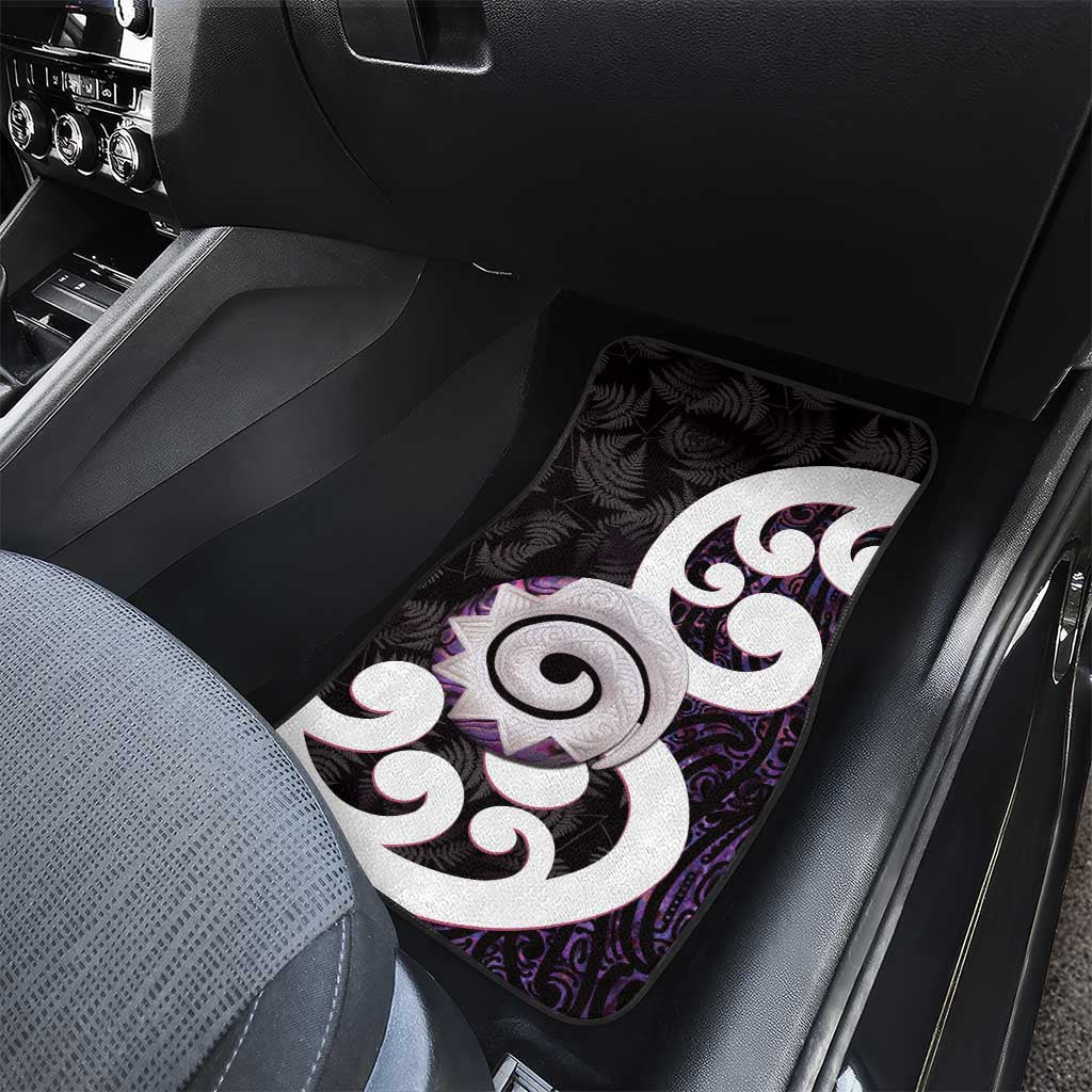 Aotearoa Koru Car Mats Purple Maori Paua Shell Mix Silver Fern