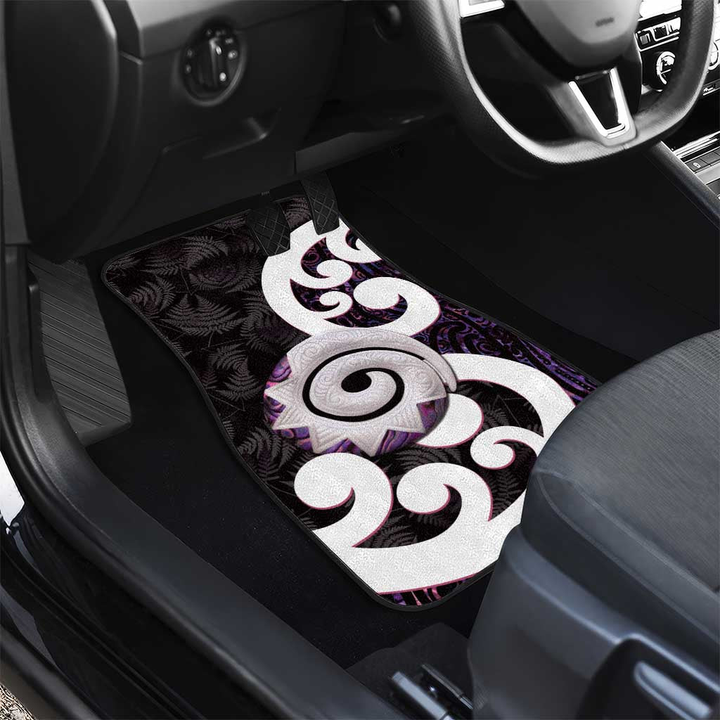 Aotearoa Koru Car Mats Purple Maori Paua Shell Mix Silver Fern