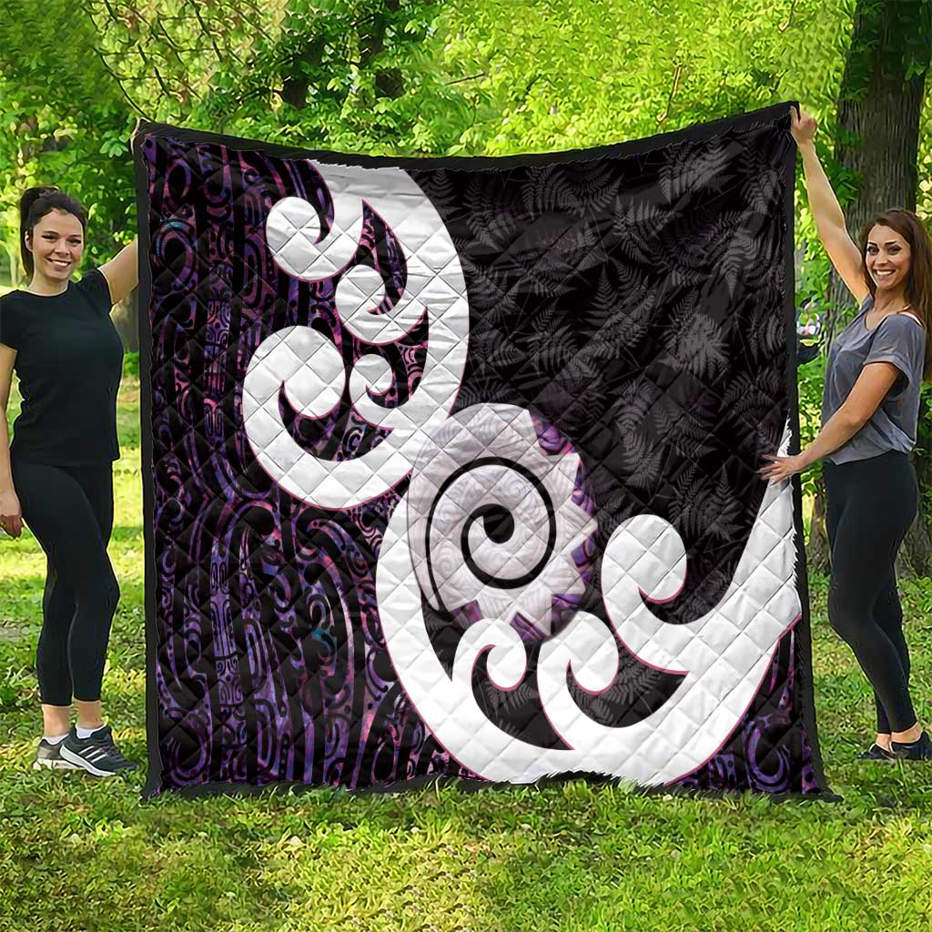 Aotearoa Koru Quilt Purple Maori Paua Shell Mix Silver Fern - Vibe Hoodie Shop