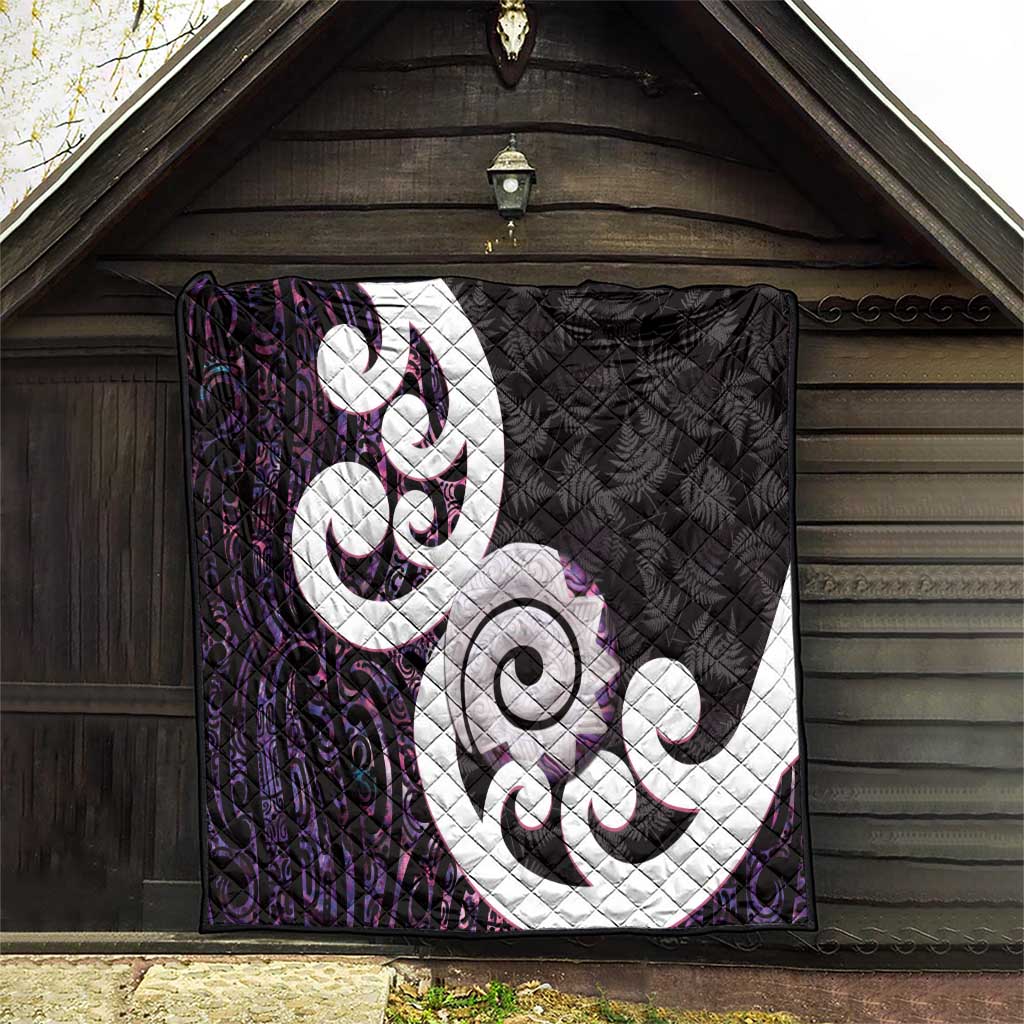 Aotearoa Koru Quilt Purple Maori Paua Shell Mix Silver Fern - Vibe Hoodie Shop