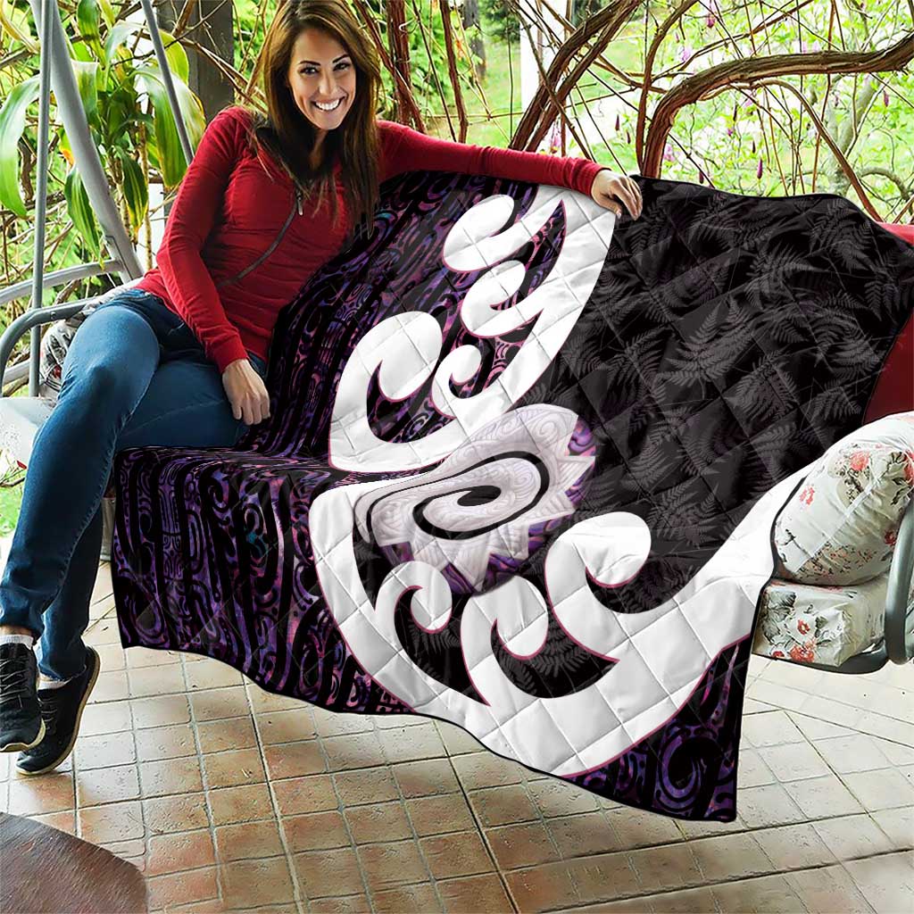 Aotearoa Koru Quilt Purple Maori Paua Shell Mix Silver Fern - Vibe Hoodie Shop