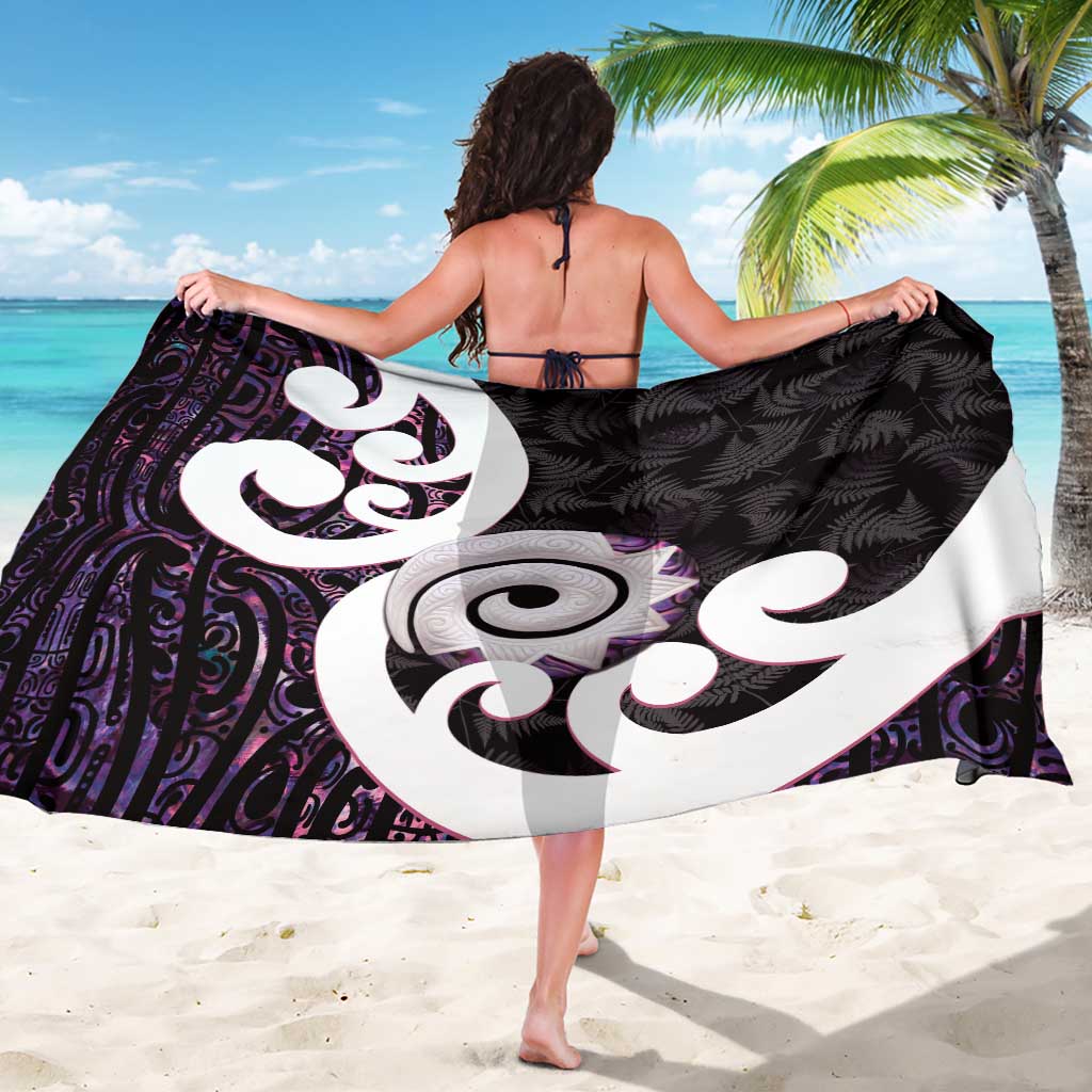 Aotearoa Koru Sarong Purple Maori Paua Shell Mix Silver Fern - Vibe Hoodie Shop