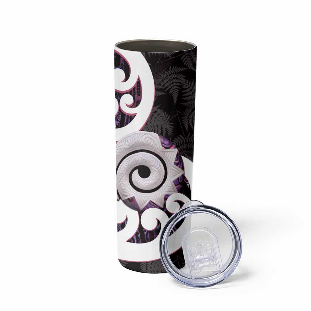 Aotearoa Koru Skinny Tumbler Purple Maori Paua Shell Mix Silver Fern