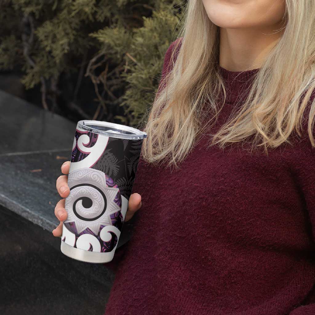 Aotearoa Koru Tumbler Cup Purple Maori Paua Shell Mix Silver Fern