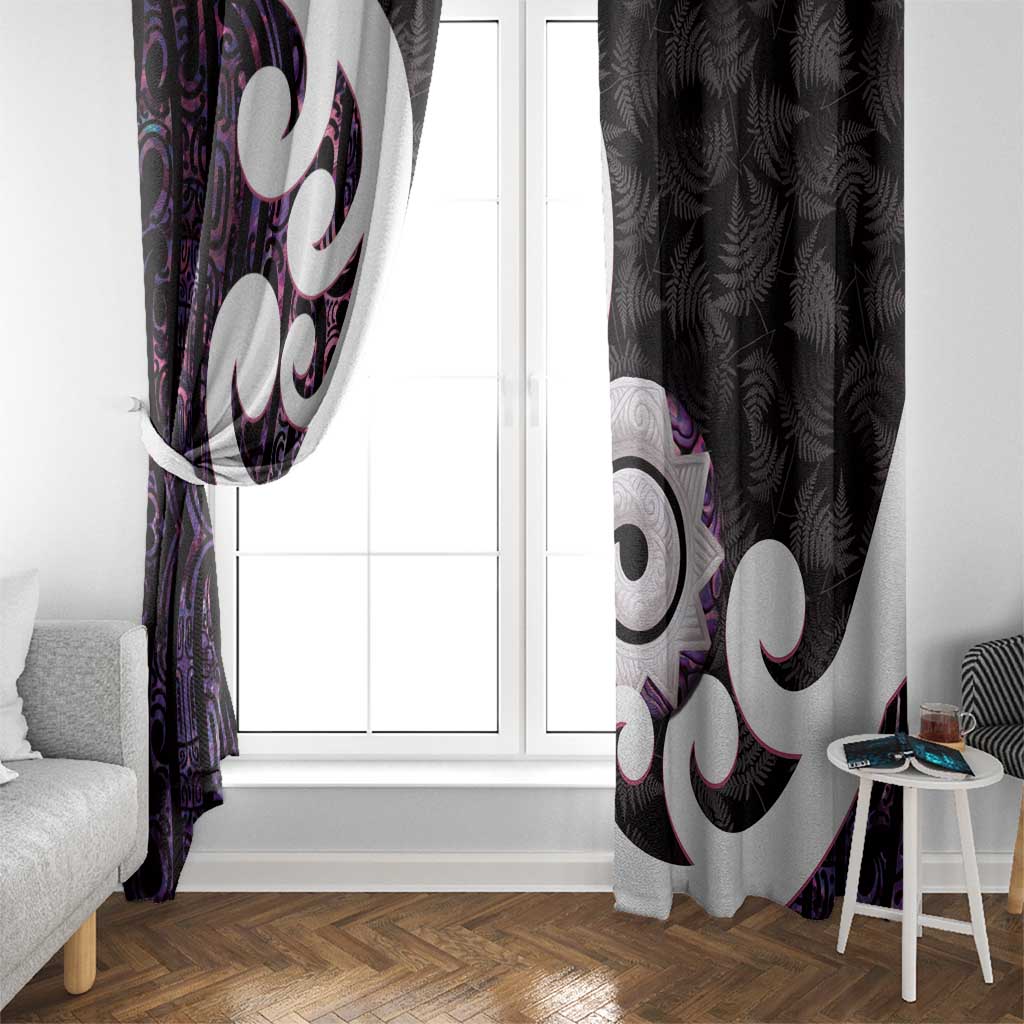 Aotearoa Koru Window Curtain Purple Maori Paua Shell Mix Silver Fern