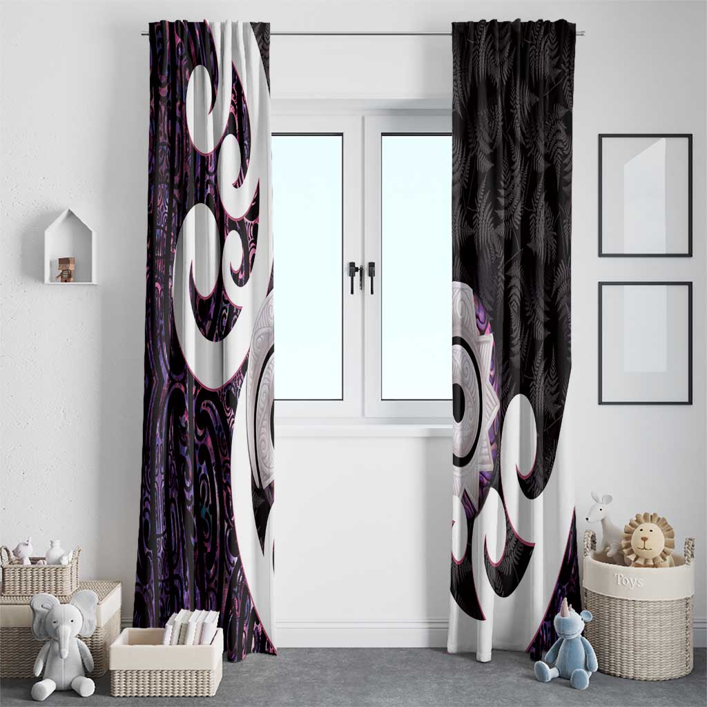 Aotearoa Koru Window Curtain Purple Maori Paua Shell Mix Silver Fern