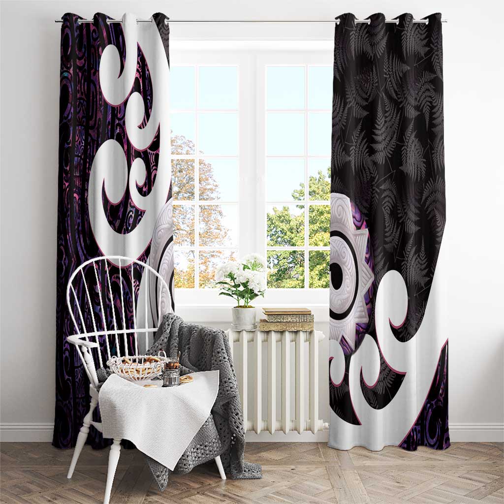 Aotearoa Koru Window Curtain Purple Maori Paua Shell Mix Silver Fern