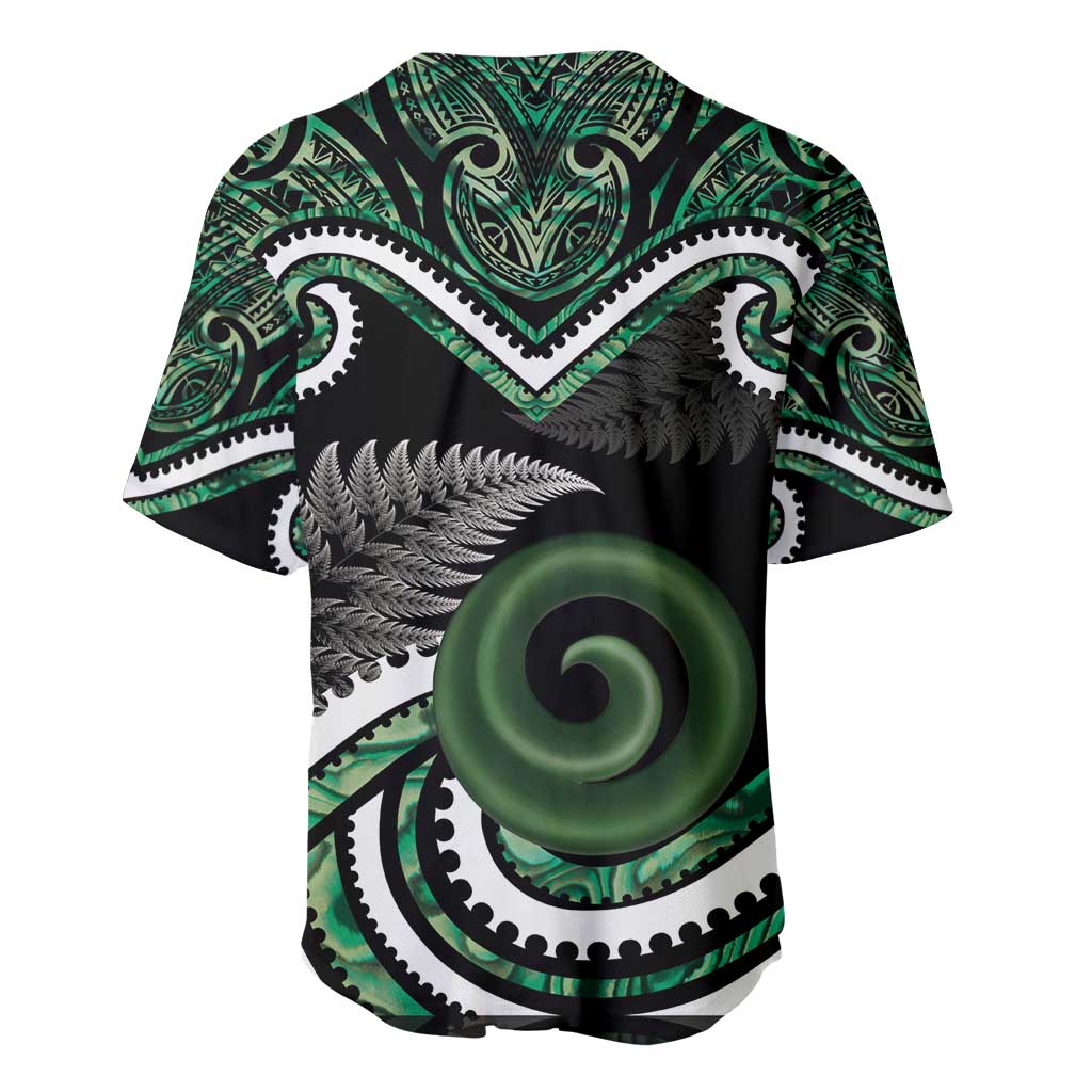 Koru Pounamu Aotearoa Baseball Jersey Maori Paua Shell Mix Silver Fern - Vibe Hoodie Shop