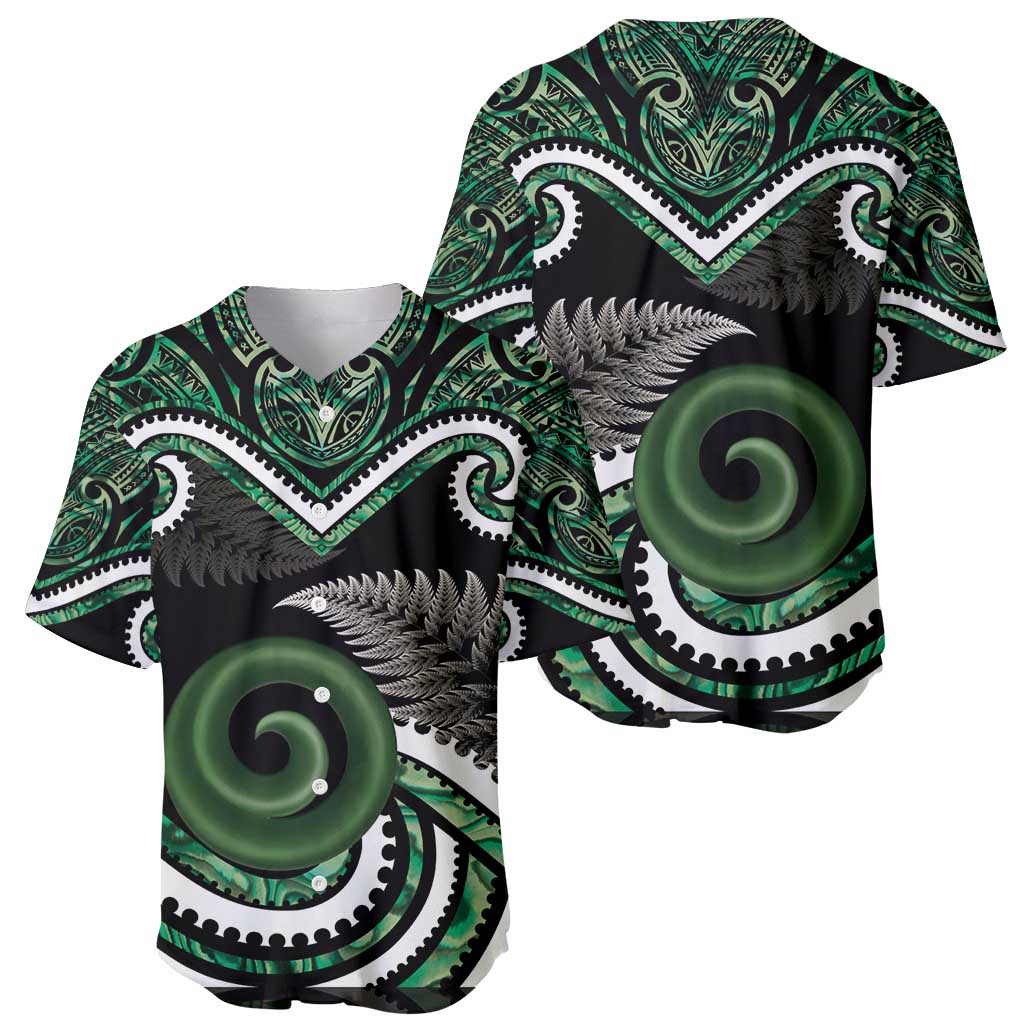 Koru Pounamu Aotearoa Baseball Jersey Maori Paua Shell Mix Silver Fern - Vibe Hoodie Shop