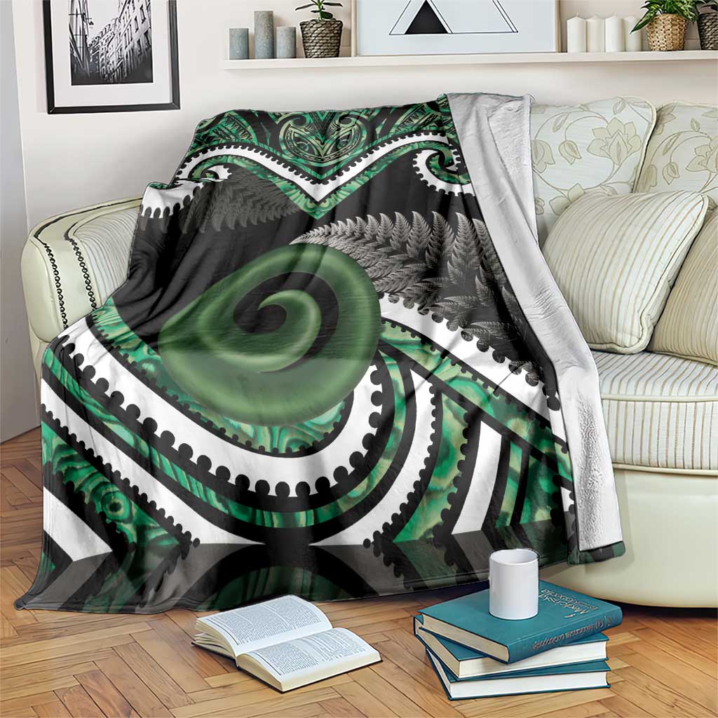 Koru Pounamu Aotearoa Blanket Maori Paua Shell Mix Silver Fern - Vibe Hoodie Shop