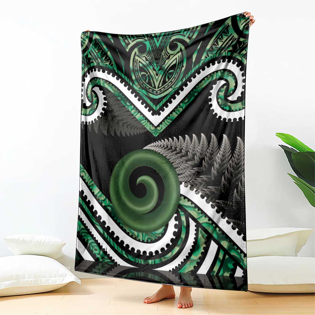 Koru Pounamu Aotearoa Blanket Maori Paua Shell Mix Silver Fern - Vibe Hoodie Shop