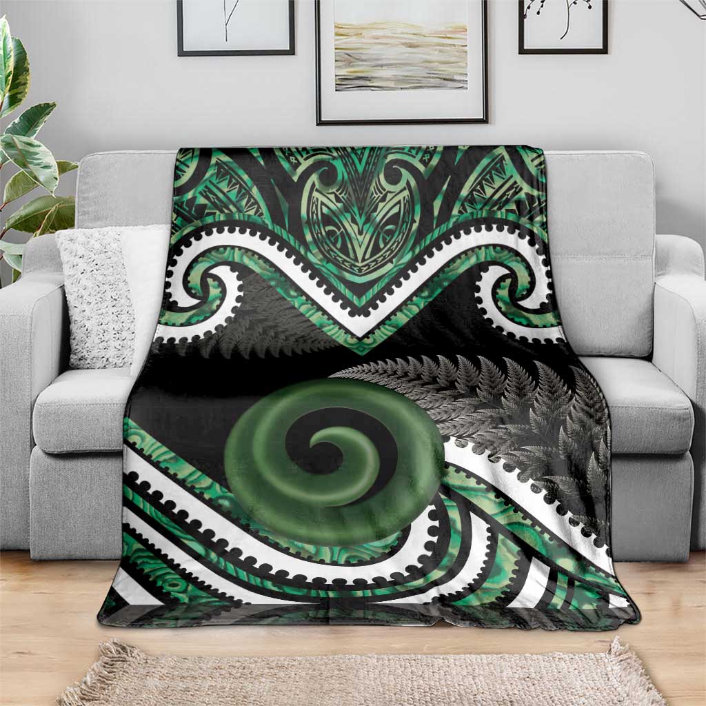 Koru Pounamu Aotearoa Blanket Maori Paua Shell Mix Silver Fern - Vibe Hoodie Shop