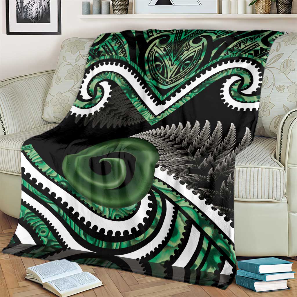 Koru Pounamu Aotearoa Blanket Maori Paua Shell Mix Silver Fern - Vibe Hoodie Shop