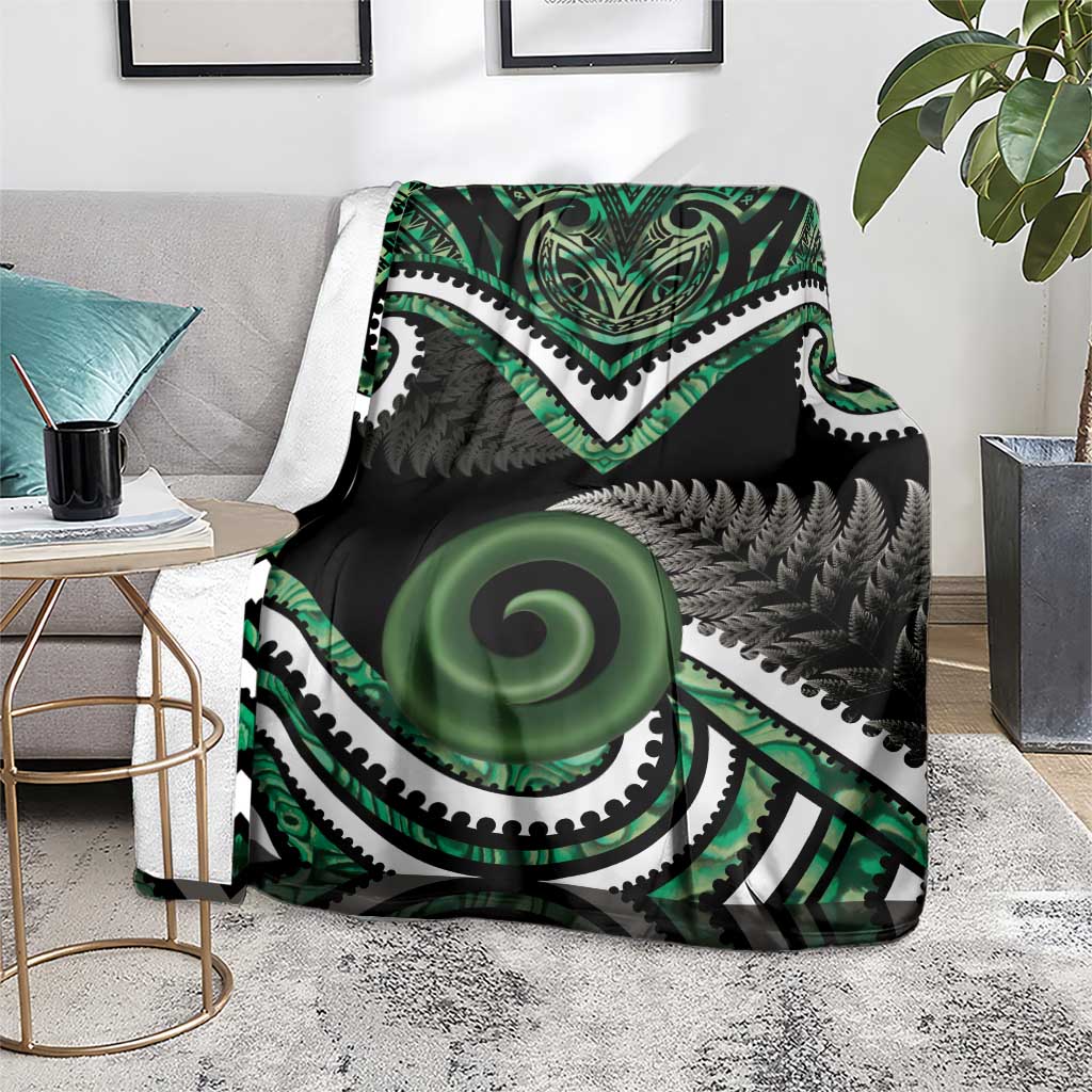 Koru Pounamu Aotearoa Blanket Maori Paua Shell Mix Silver Fern - Vibe Hoodie Shop