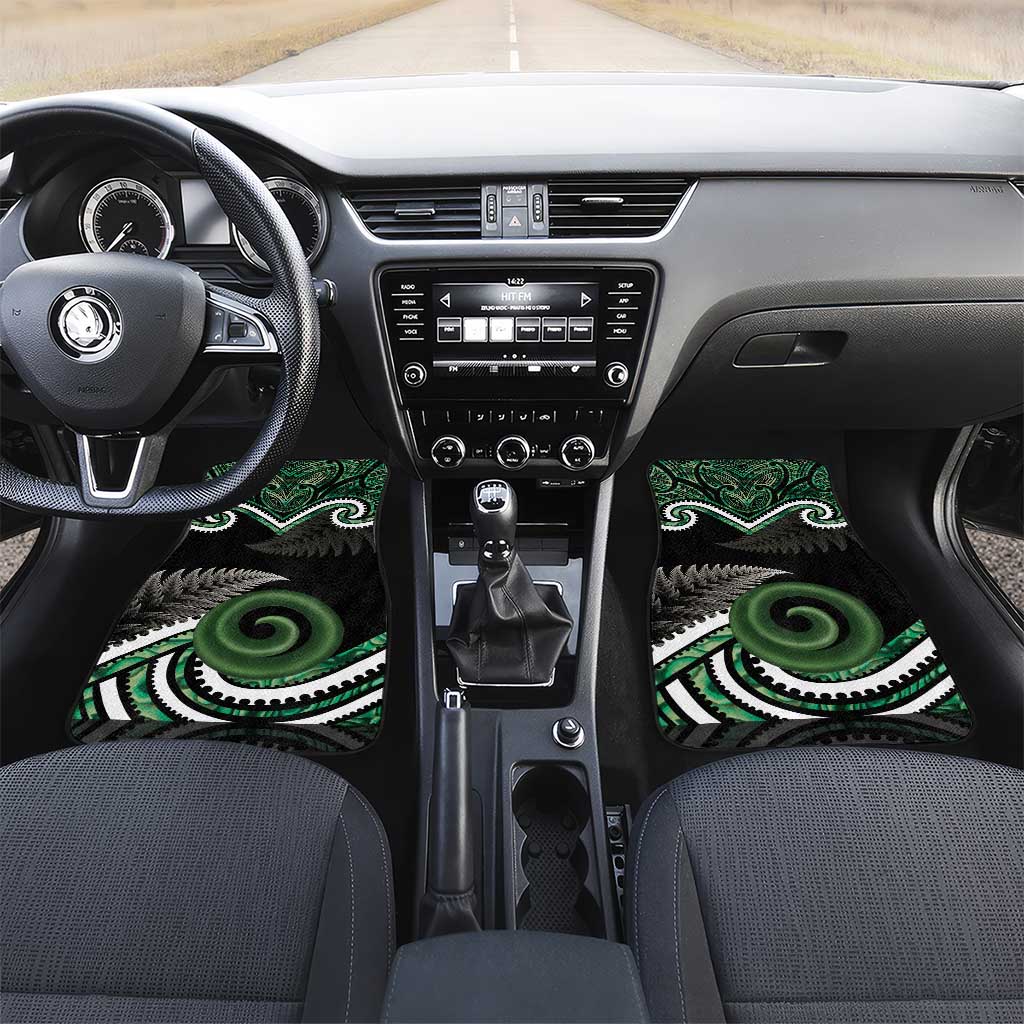 Koru Pounamu Aotearoa Car Mats Maori Paua Shell Mix Silver Fern