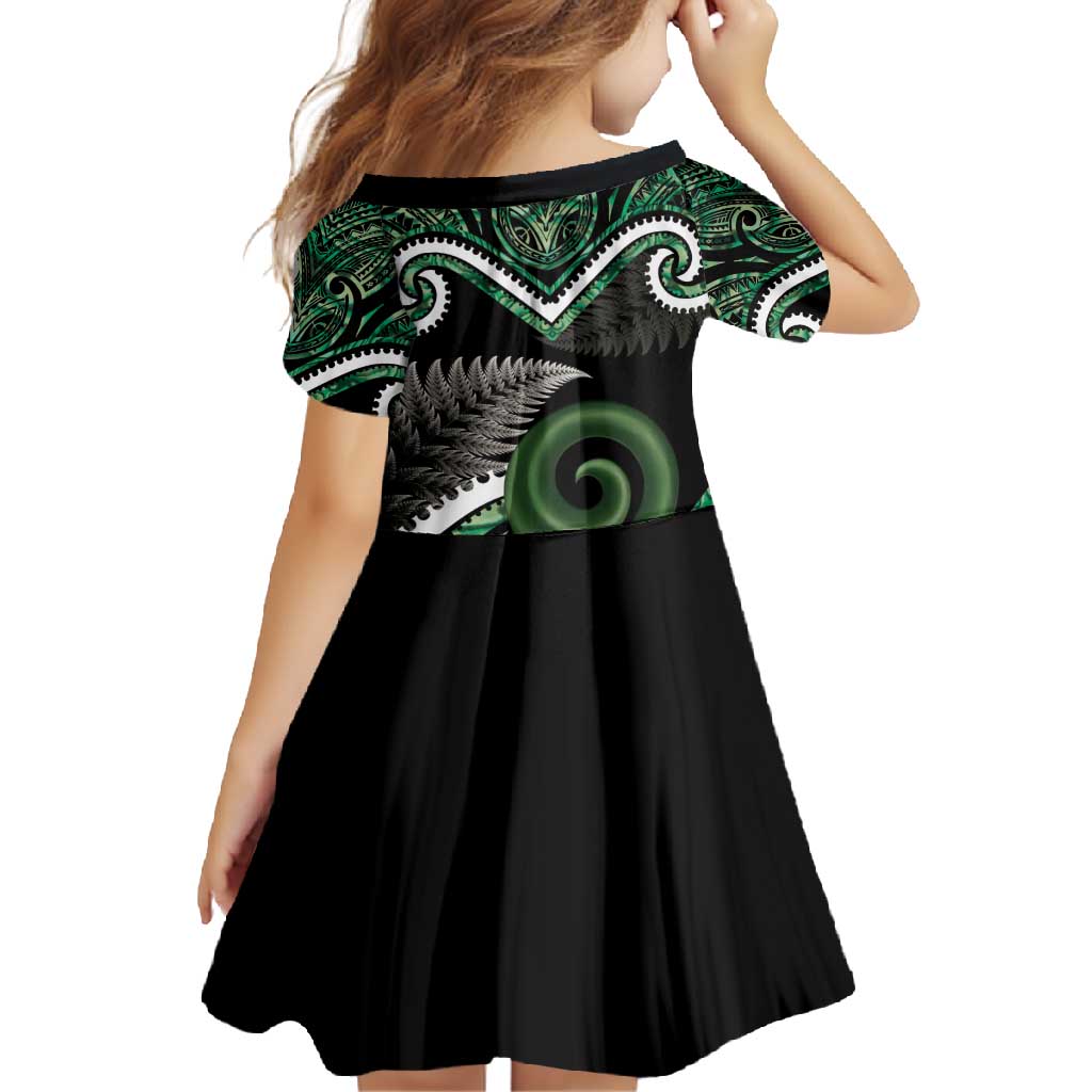 Koru Pounamu Aotearoa Family Matching Mermaid Dress and Hawaiian Shirt Maori Paua Shell Mix Silver Fern