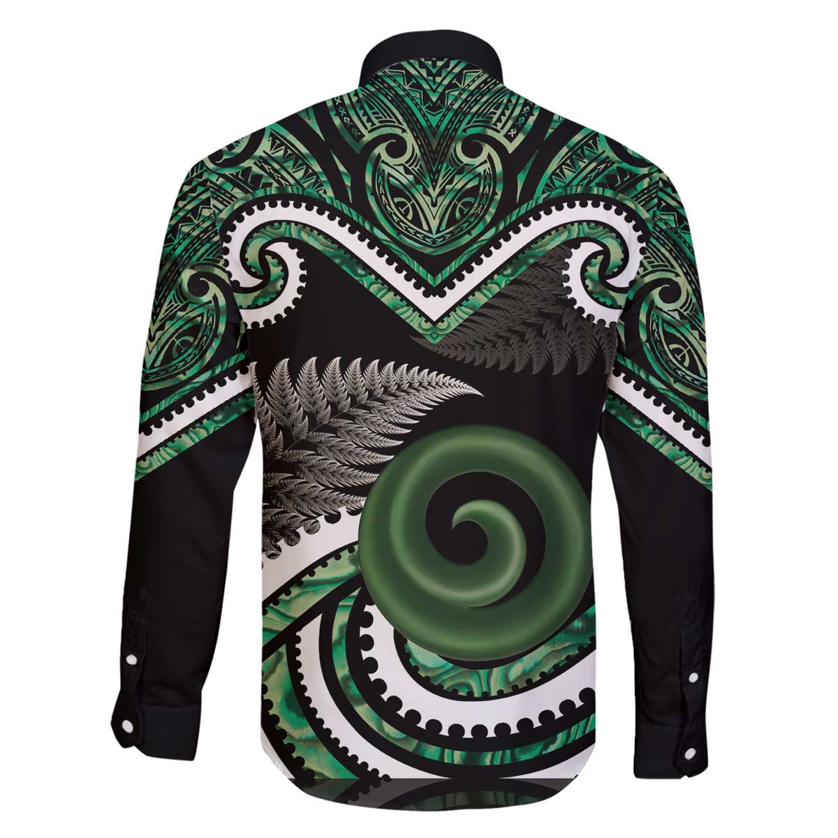 Koru Pounamu Aotearoa Family Matching Off The Shoulder Long Sleeve Dress and Hawaiian Shirt Maori Paua Shell Mix Silver Fern