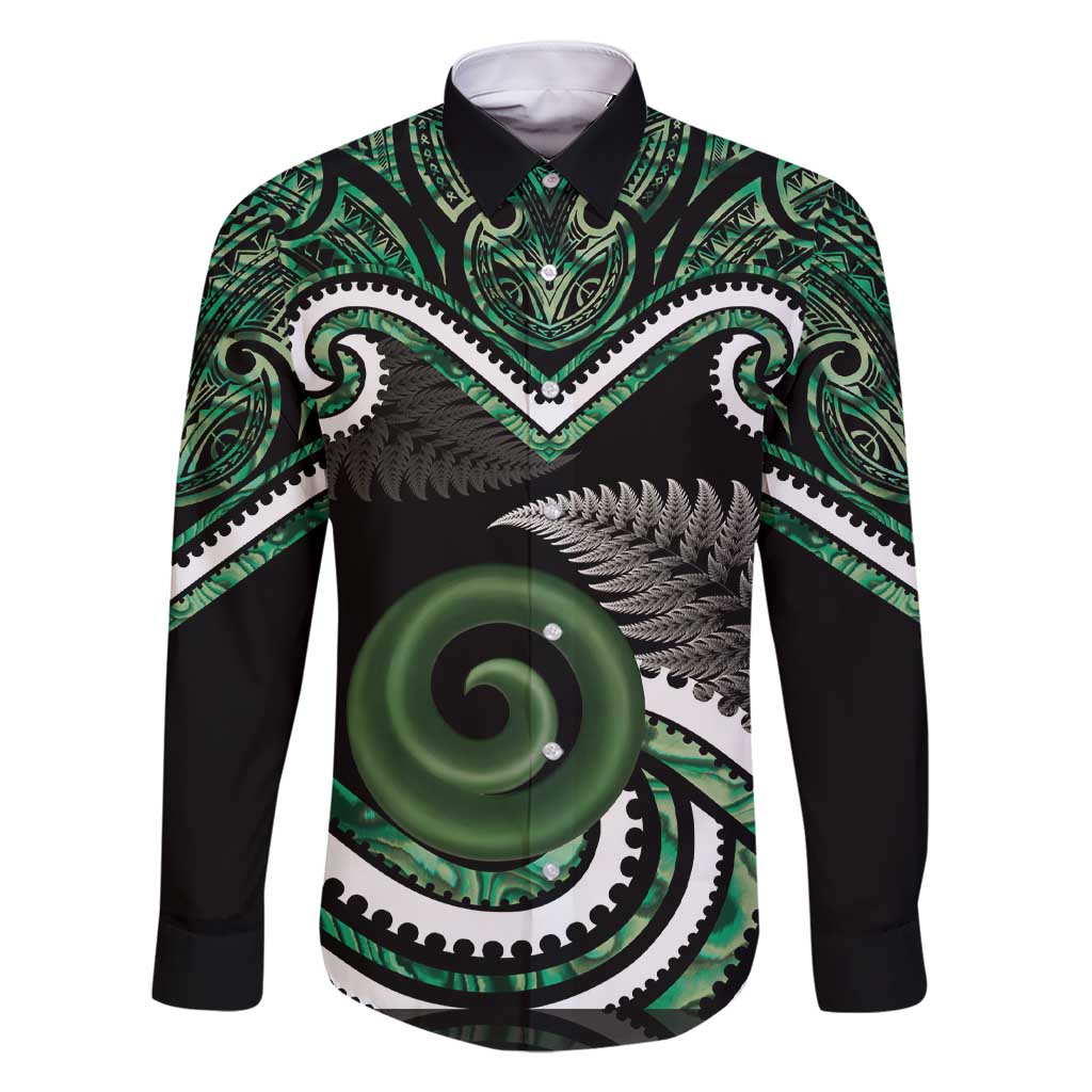 Koru Pounamu Aotearoa Family Matching Short Sleeve Bodycon Dress and Hawaiian Shirt Maori Paua Shell Mix Silver Fern