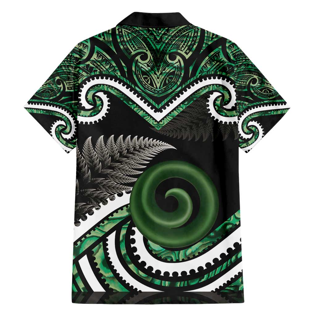 Koru Pounamu Aotearoa Hawaiian Shirt Maori Paua Shell Mix Silver Fern - Vibe Hoodie Shop