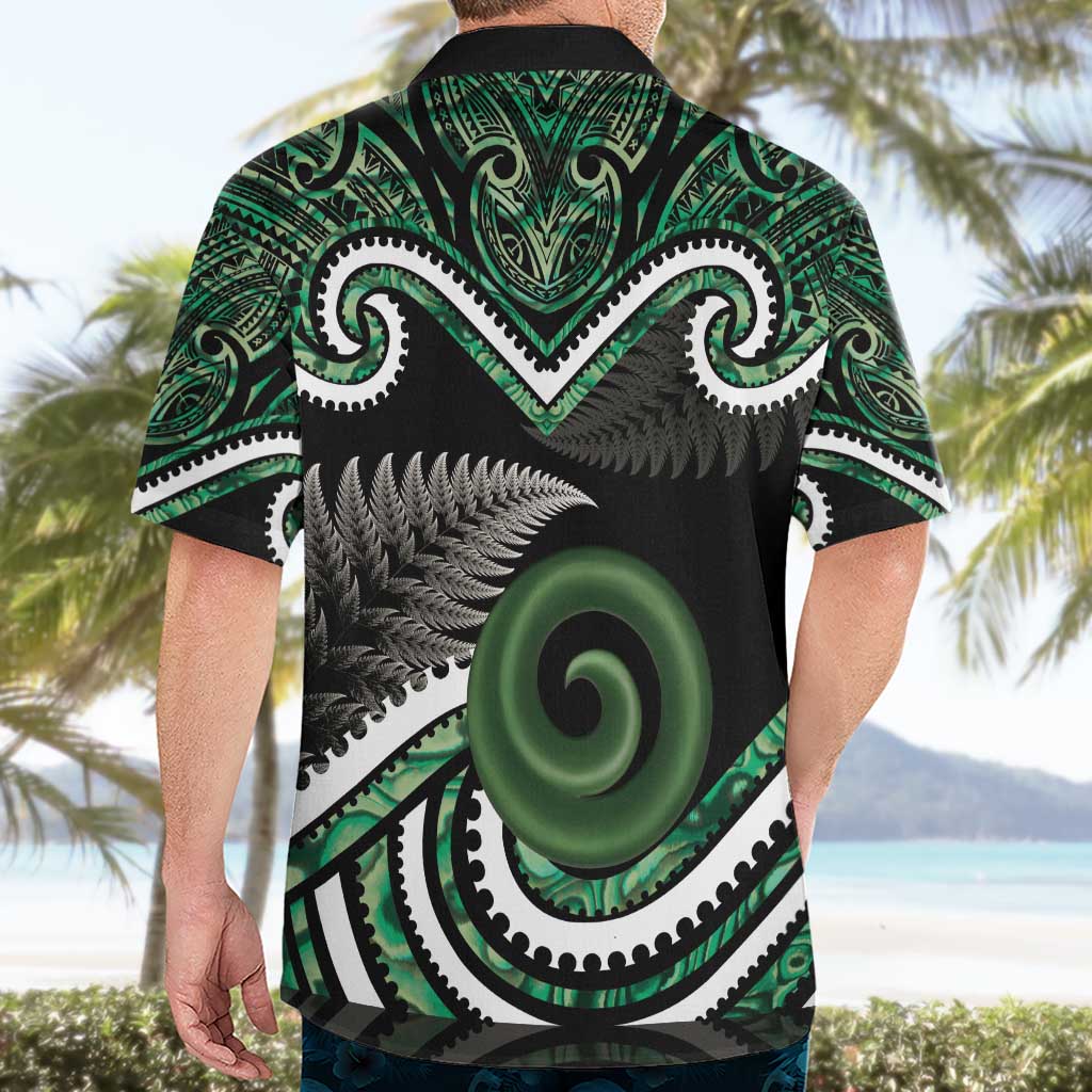 Koru Pounamu Aotearoa Hawaiian Shirt Maori Paua Shell Mix Silver Fern - Vibe Hoodie Shop