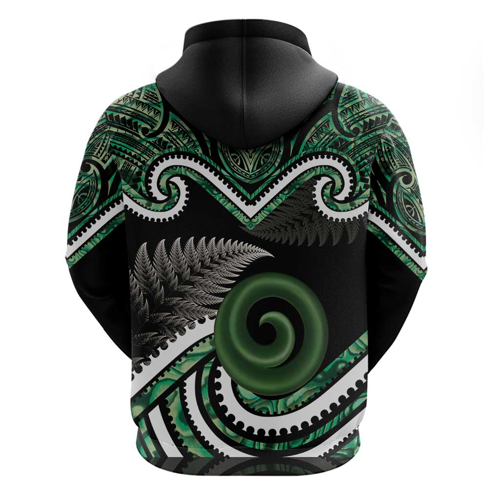 Koru Pounamu Aotearoa Hoodie Maori Paua Shell Mix Silver Fern - Vibe Hoodie Shop