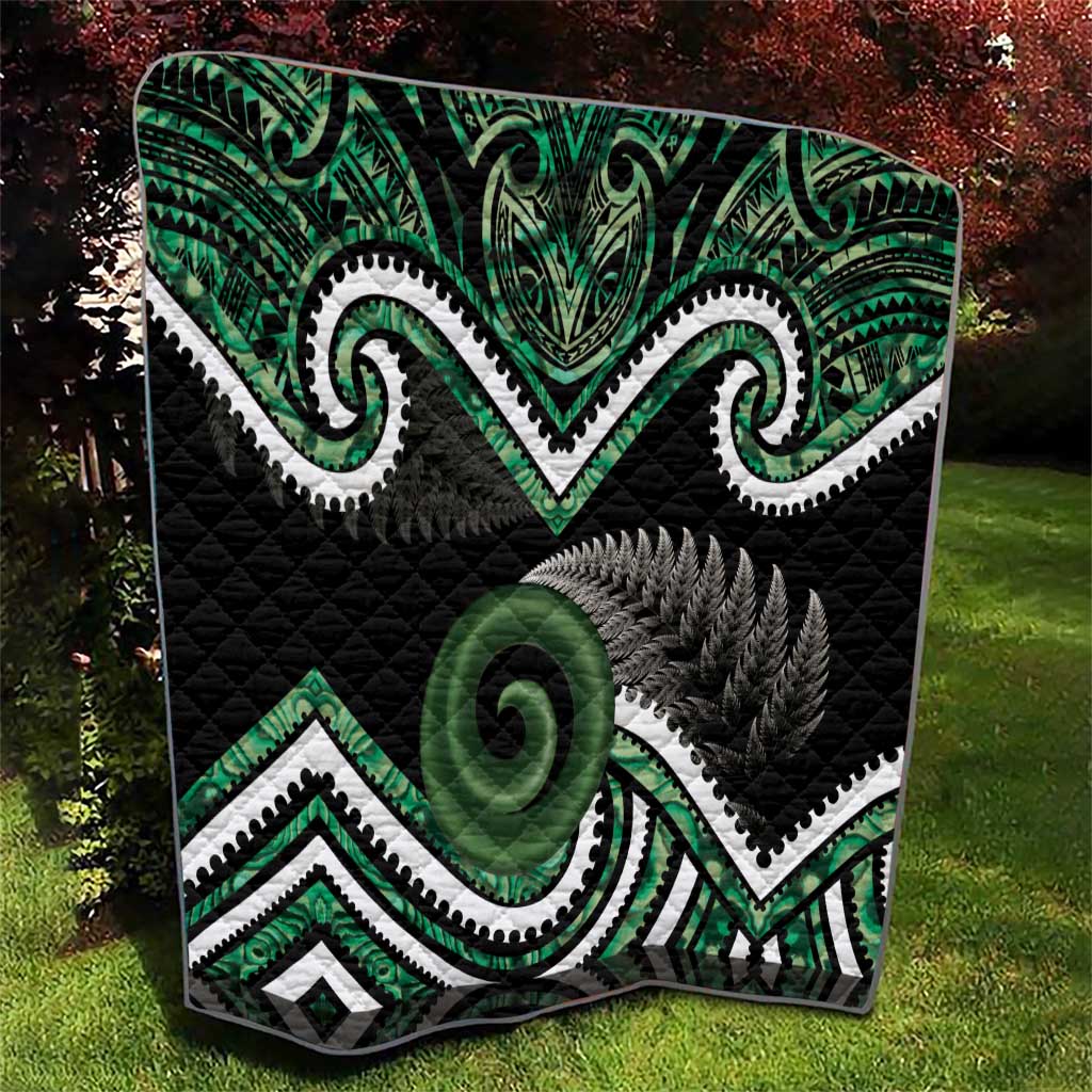 Koru Pounamu Aotearoa Quilt Maori Paua Shell Mix Silver Fern - Vibe Hoodie Shop