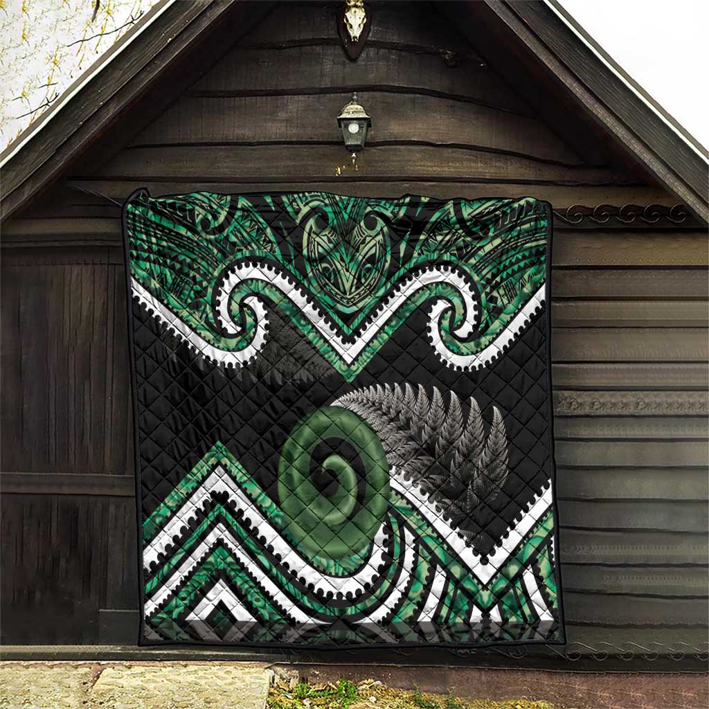 Koru Pounamu Aotearoa Quilt Maori Paua Shell Mix Silver Fern - Vibe Hoodie Shop