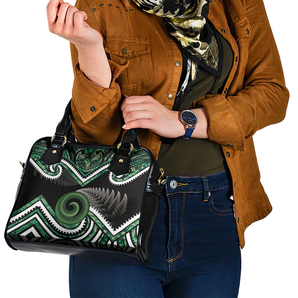 Koru Pounamu Aotearoa Shoulder Handbag Maori Paua Shell Mix Silver Fern - Vibe Hoodie Shop