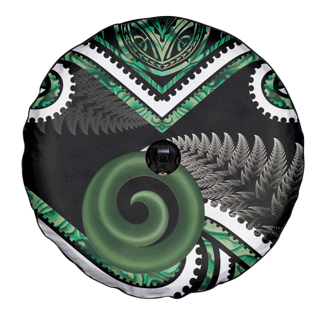 Koru Pounamu Aotearoa Spare Tire Cover Maori Paua Shell Mix Silver Fern - Vibe Hoodie Shop