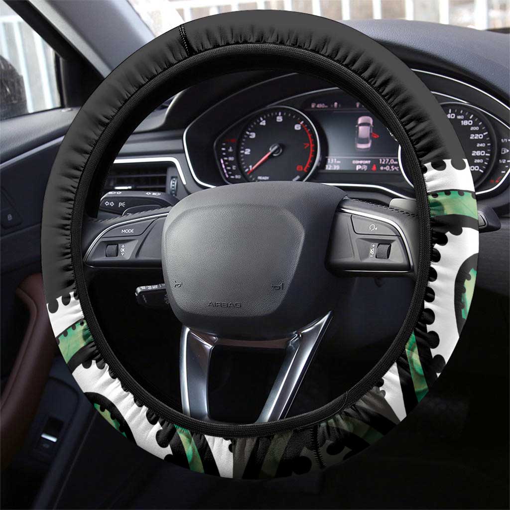 Koru Pounamu Aotearoa Steering Wheel Cover Maori Paua Shell Mix Silver Fern