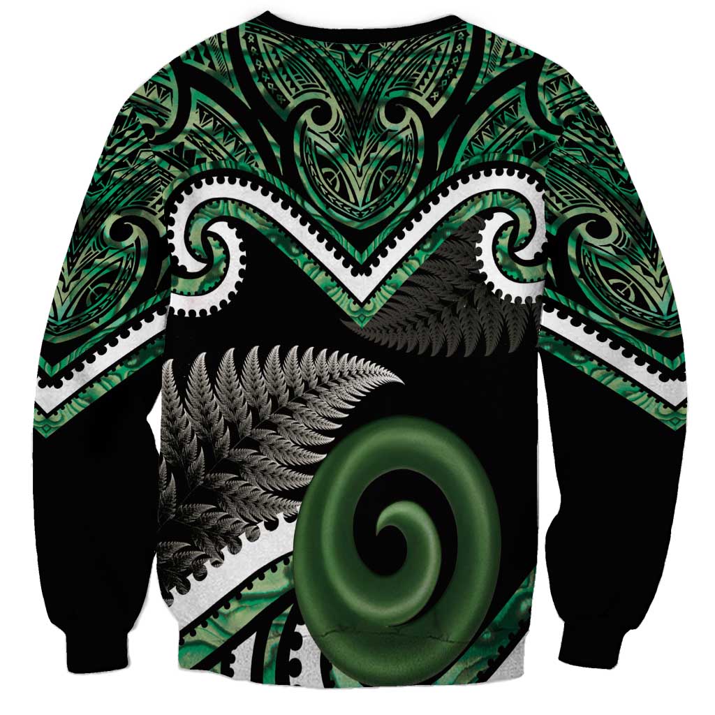 Koru Pounamu Aotearoa Sweatshirt Maori Paua Shell Mix Silver Fern - Vibe Hoodie Shop