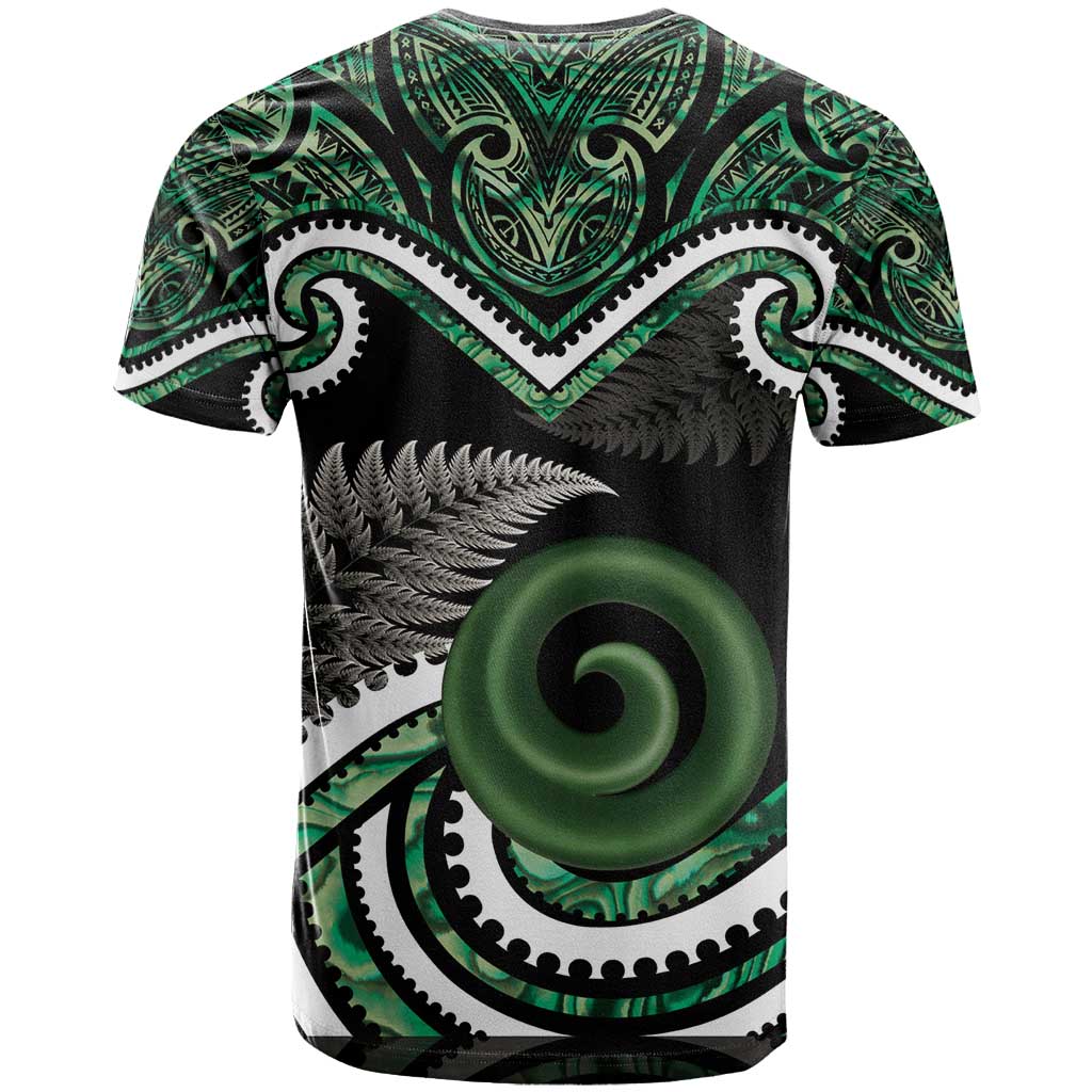 Koru Pounamu Aotearoa T Shirt Maori Paua Shell Mix Silver Fern - Vibe Hoodie Shop